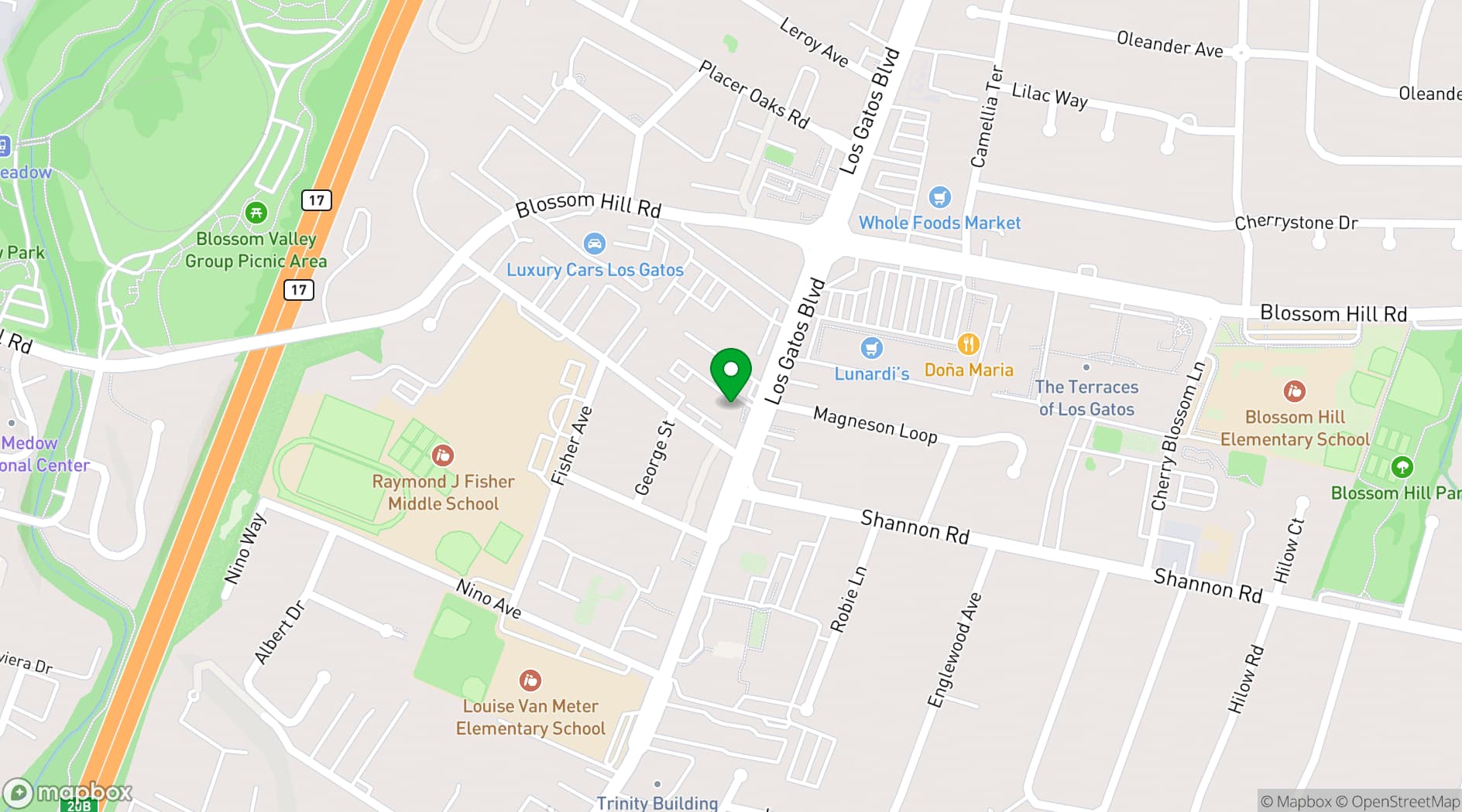 Map showing Office Evolution Los Gatos
