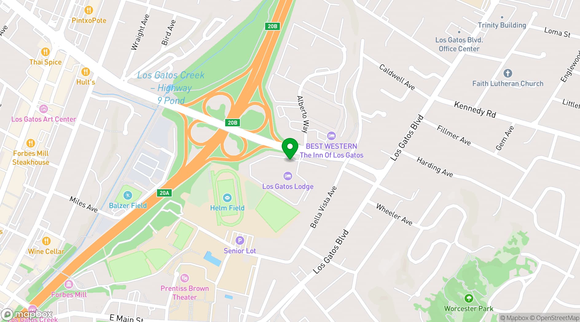 Map showing Los Gatos Lodge