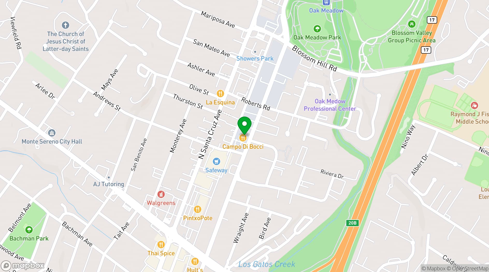 Map showing Campo Di Bocce