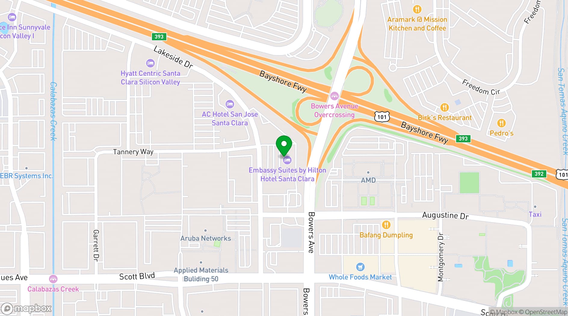 Map showing Embassy Suites by Hilton Santa Clara Silicon Valley