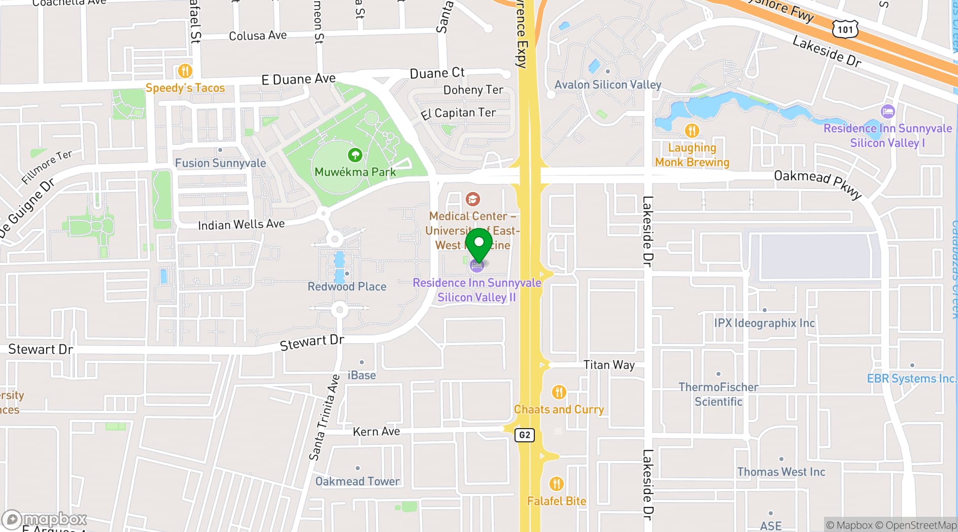 Map showing Residence Inn Sunnyvale Silicon Valley II
