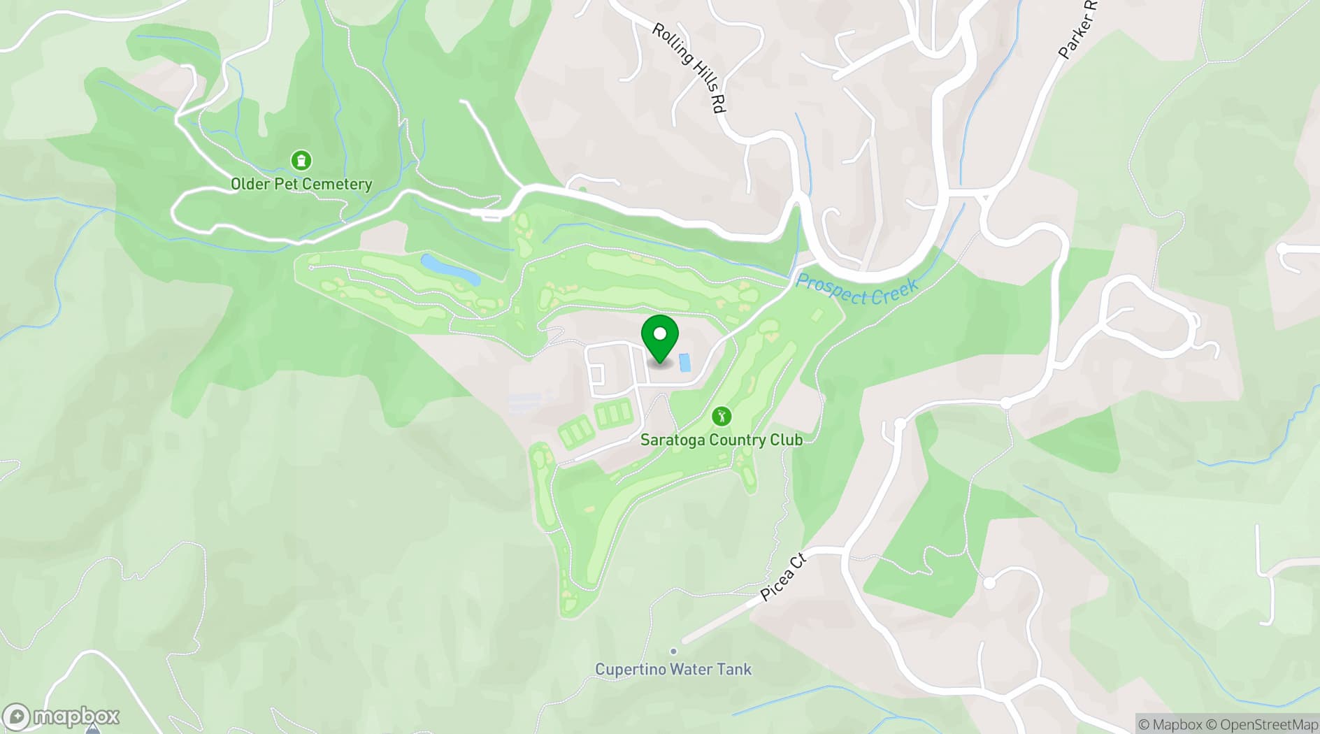 Map showing Saratoga Country Club