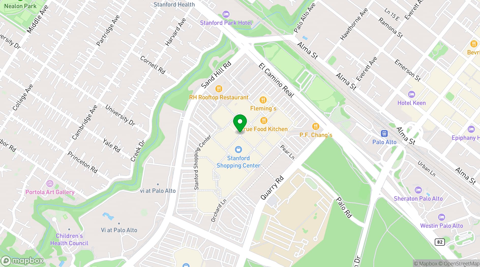 Map showing Stanford Shopping Center