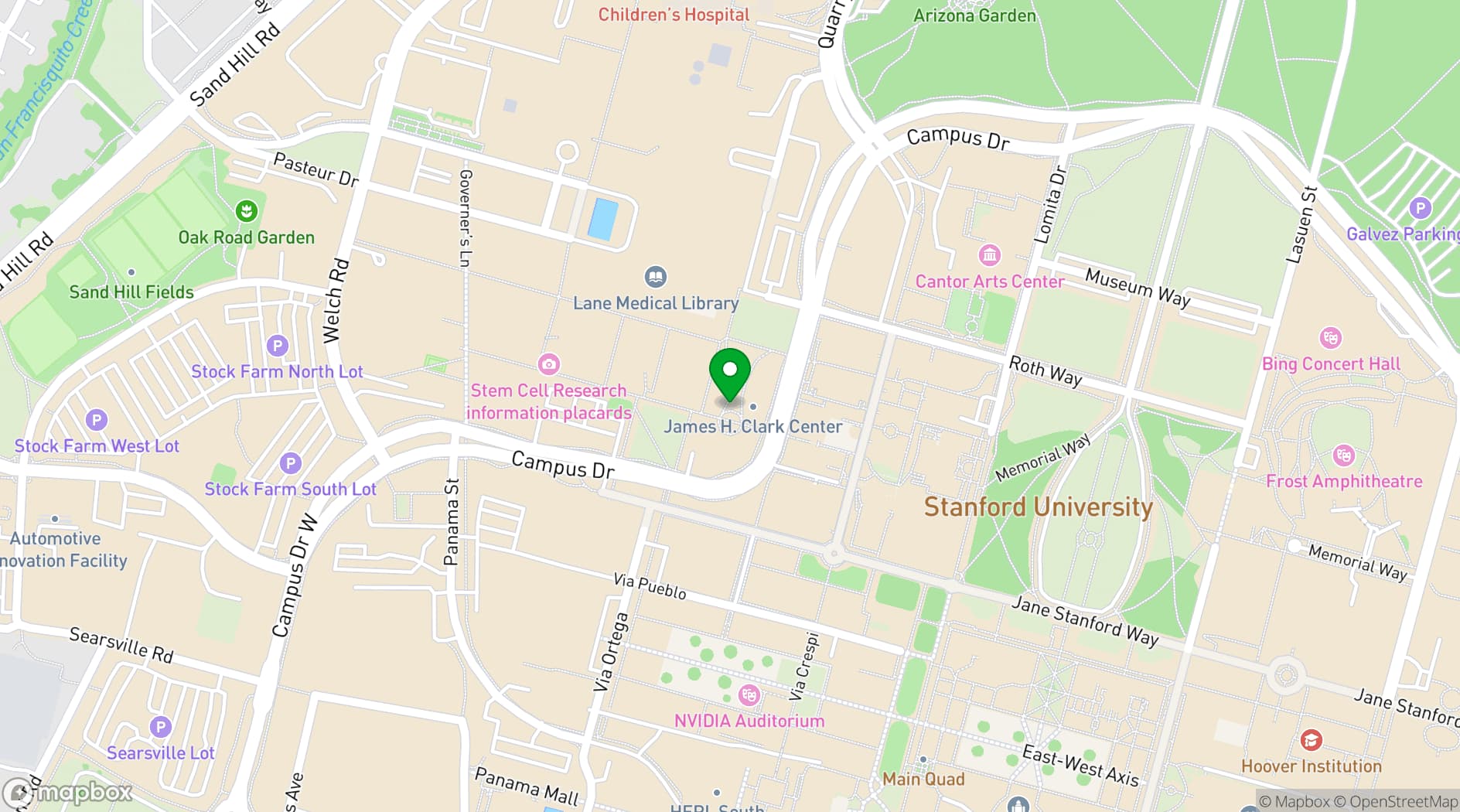 Map showing Clark Center Auditorium