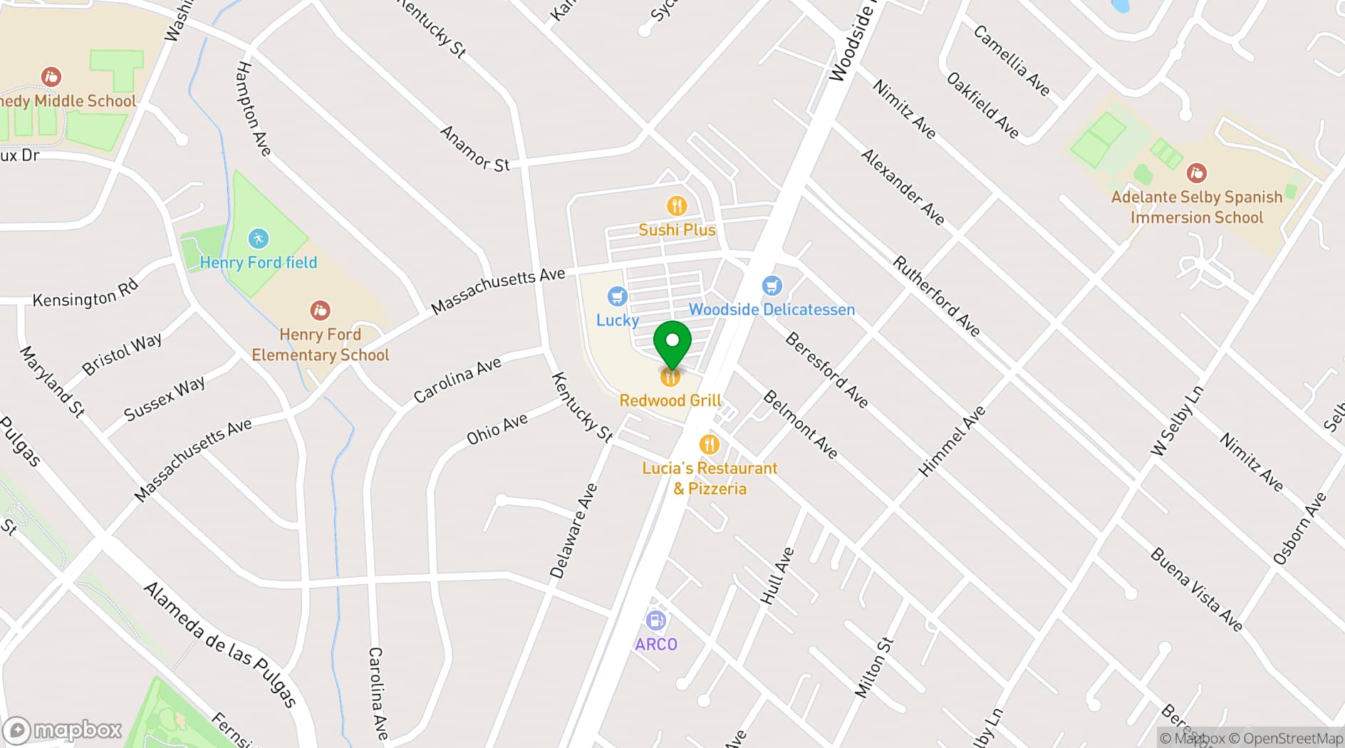 Map showing Redwood Grill