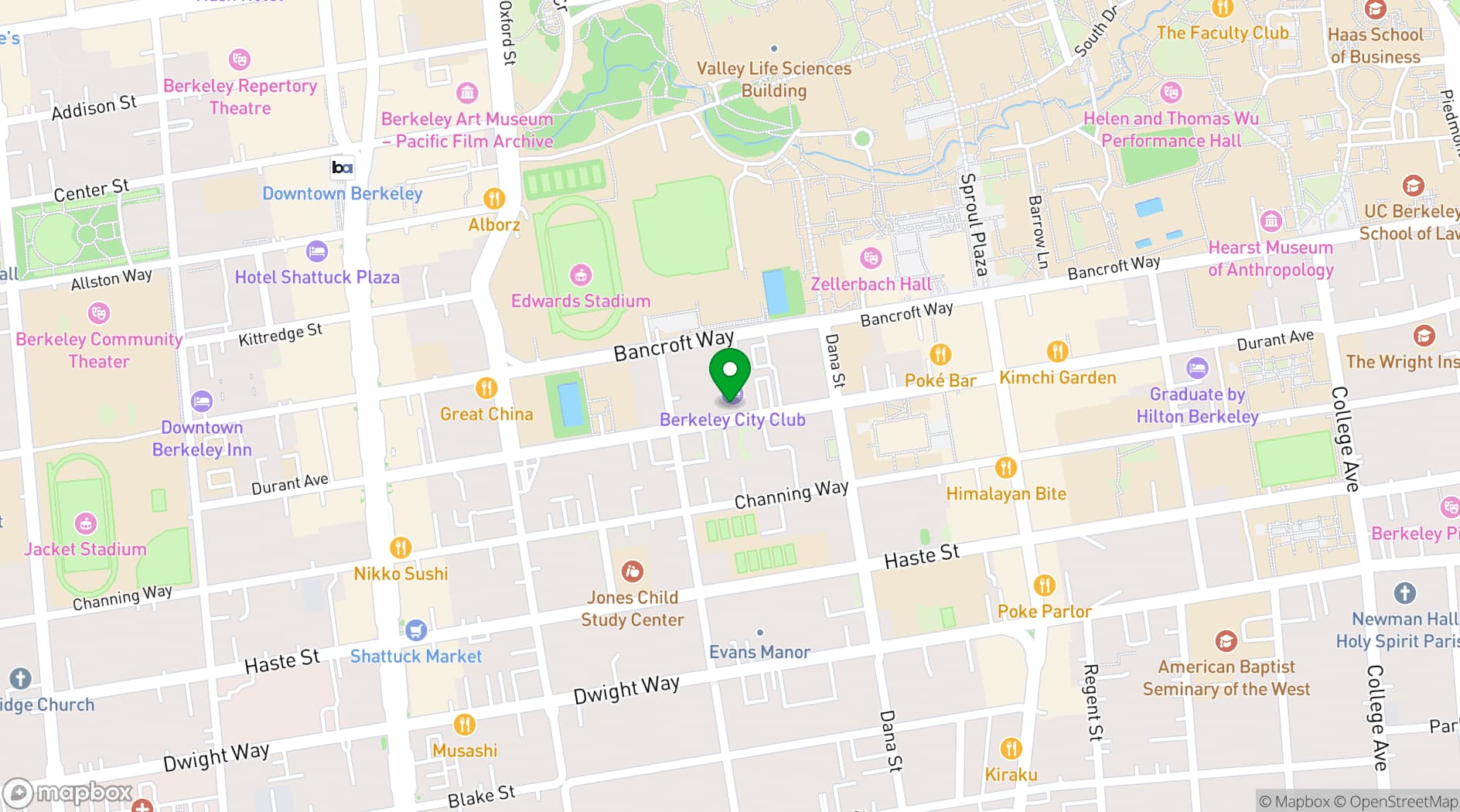 Map showing Berkeley City Club