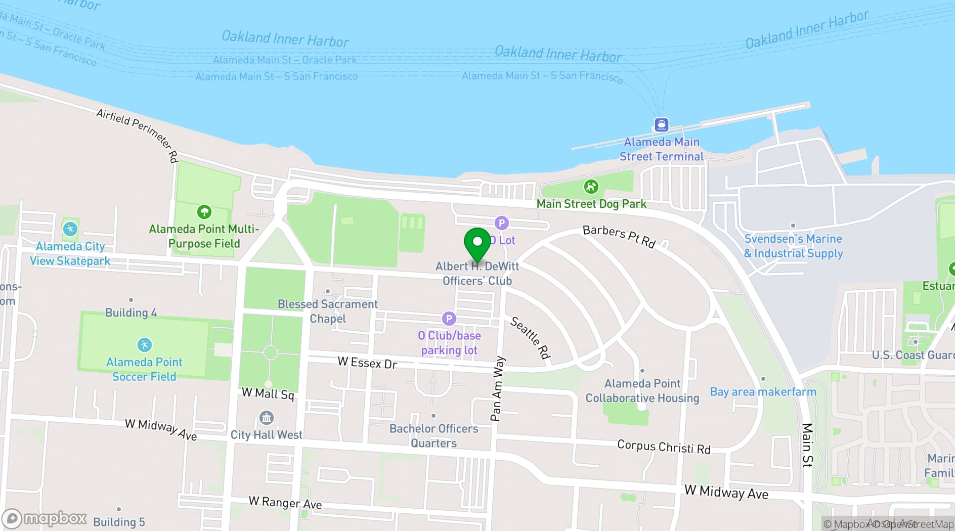 Map showing Albert H. DeWitt Officers' Club