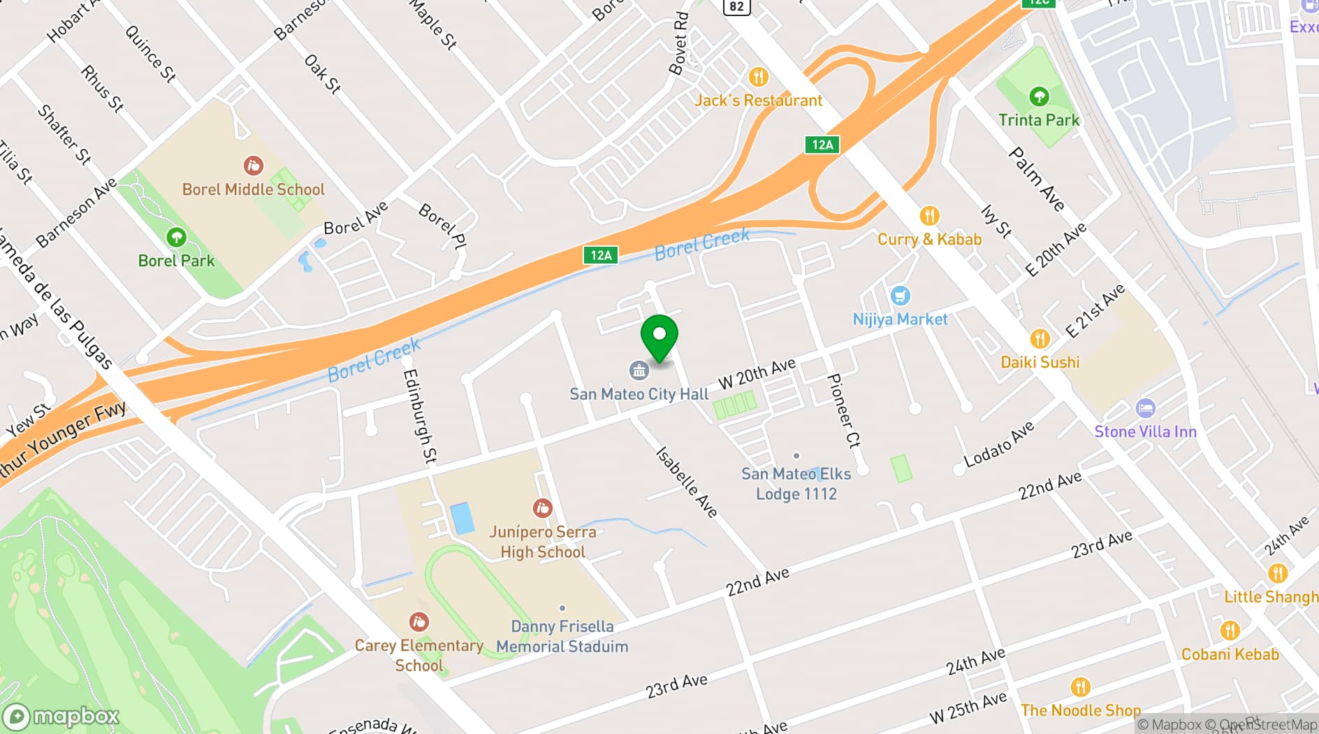 Map showing San Mateo Parks and Recreation Facilities