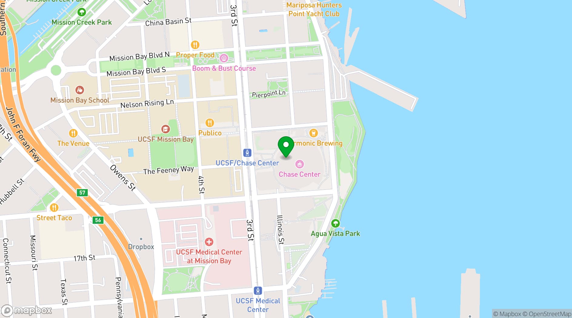 Map showing Chase Center