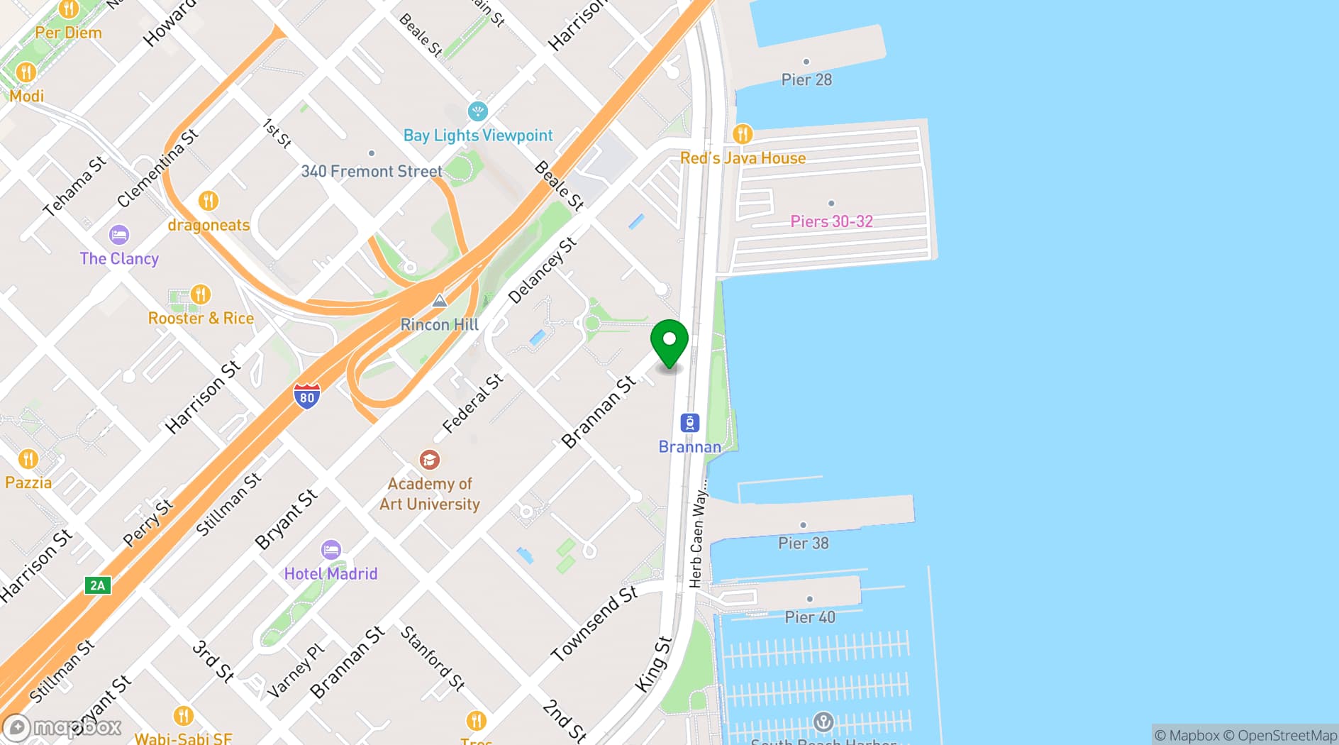 Map showing Delancey Street Restaurant