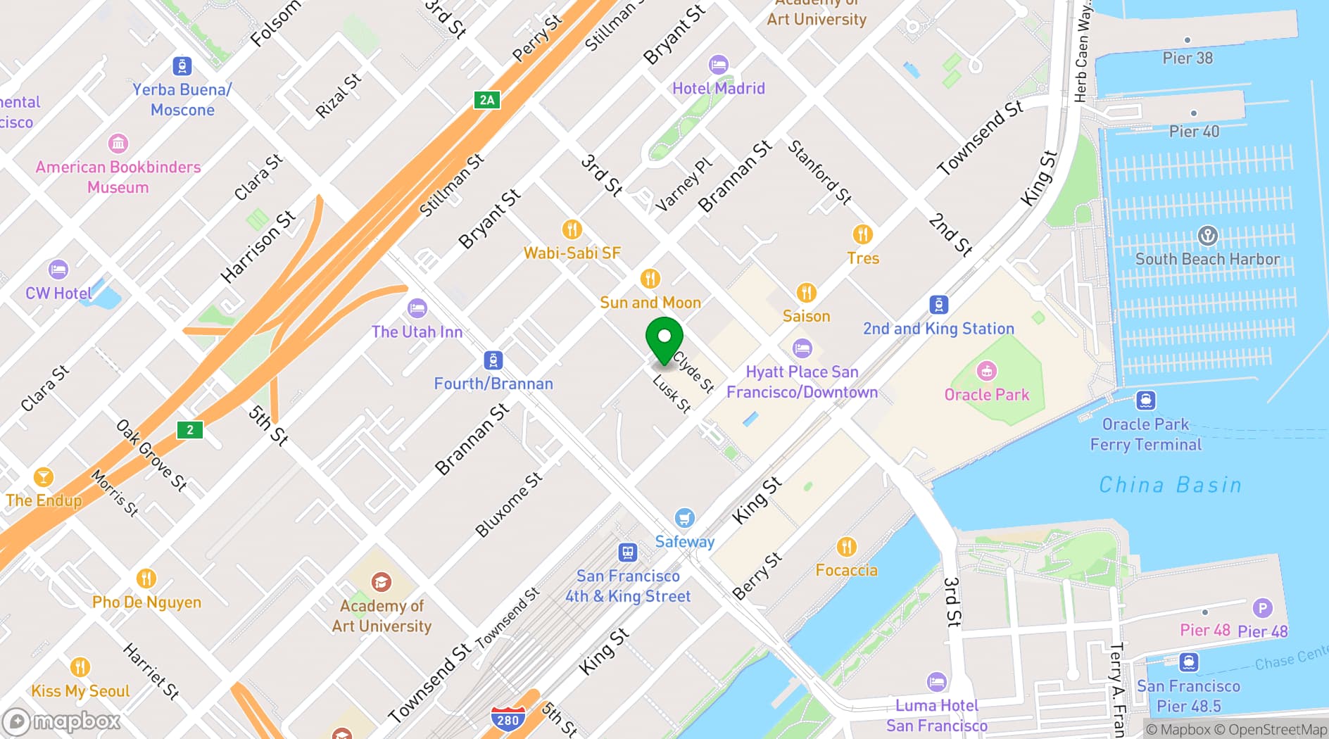 Map showing 25 Lusk Private Events