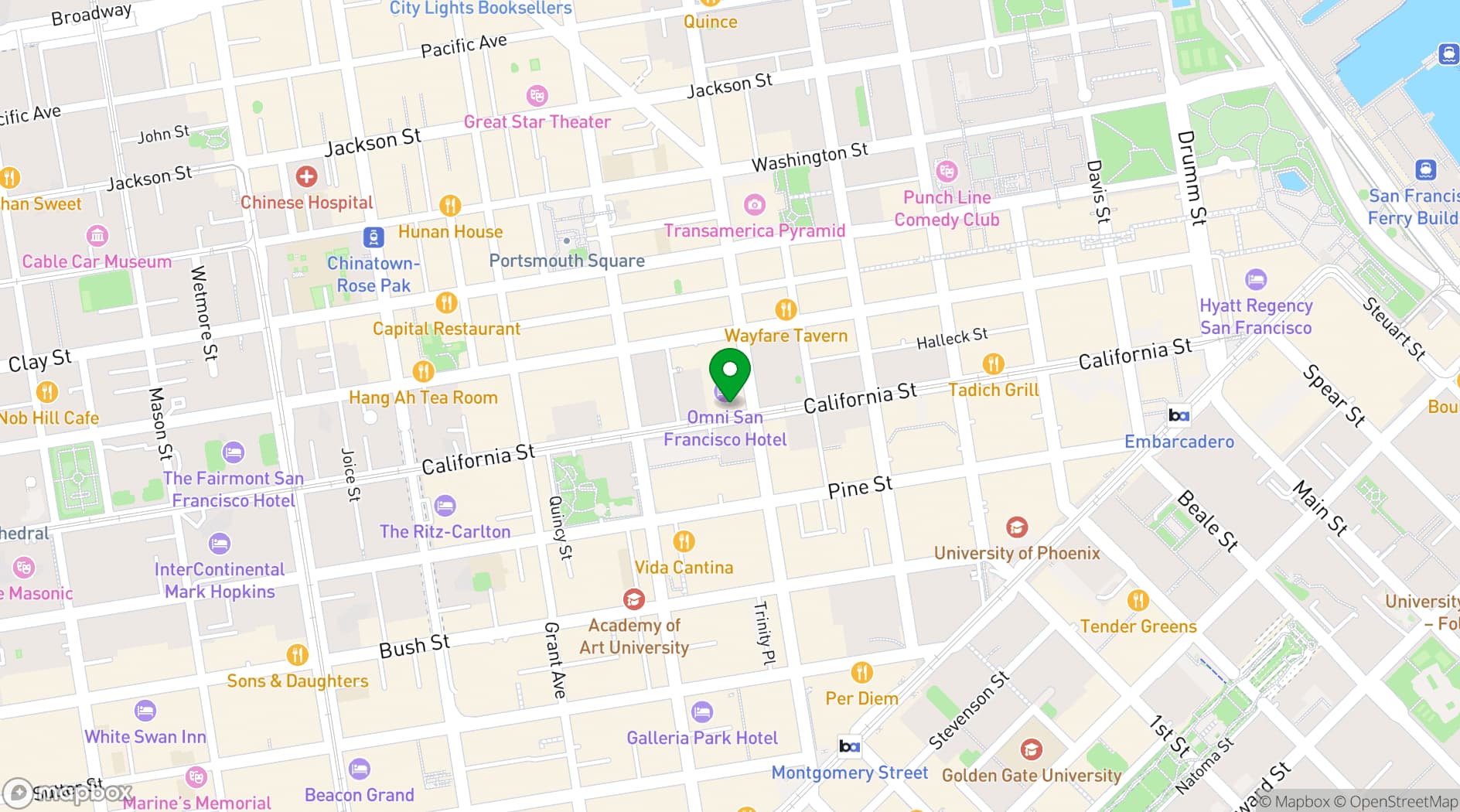 Map showing Omni San Francisco Hotel