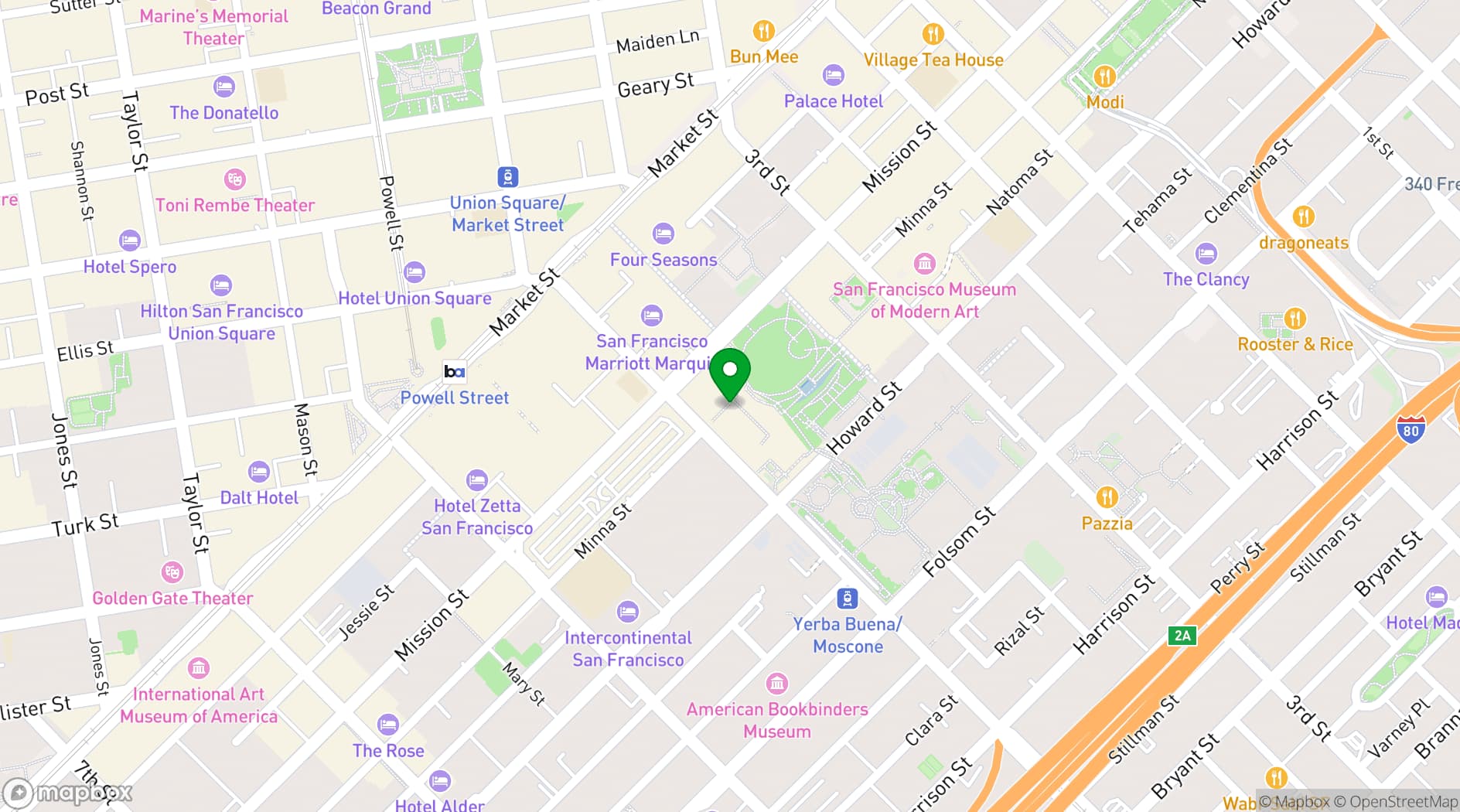 Map showing City View at Metreon