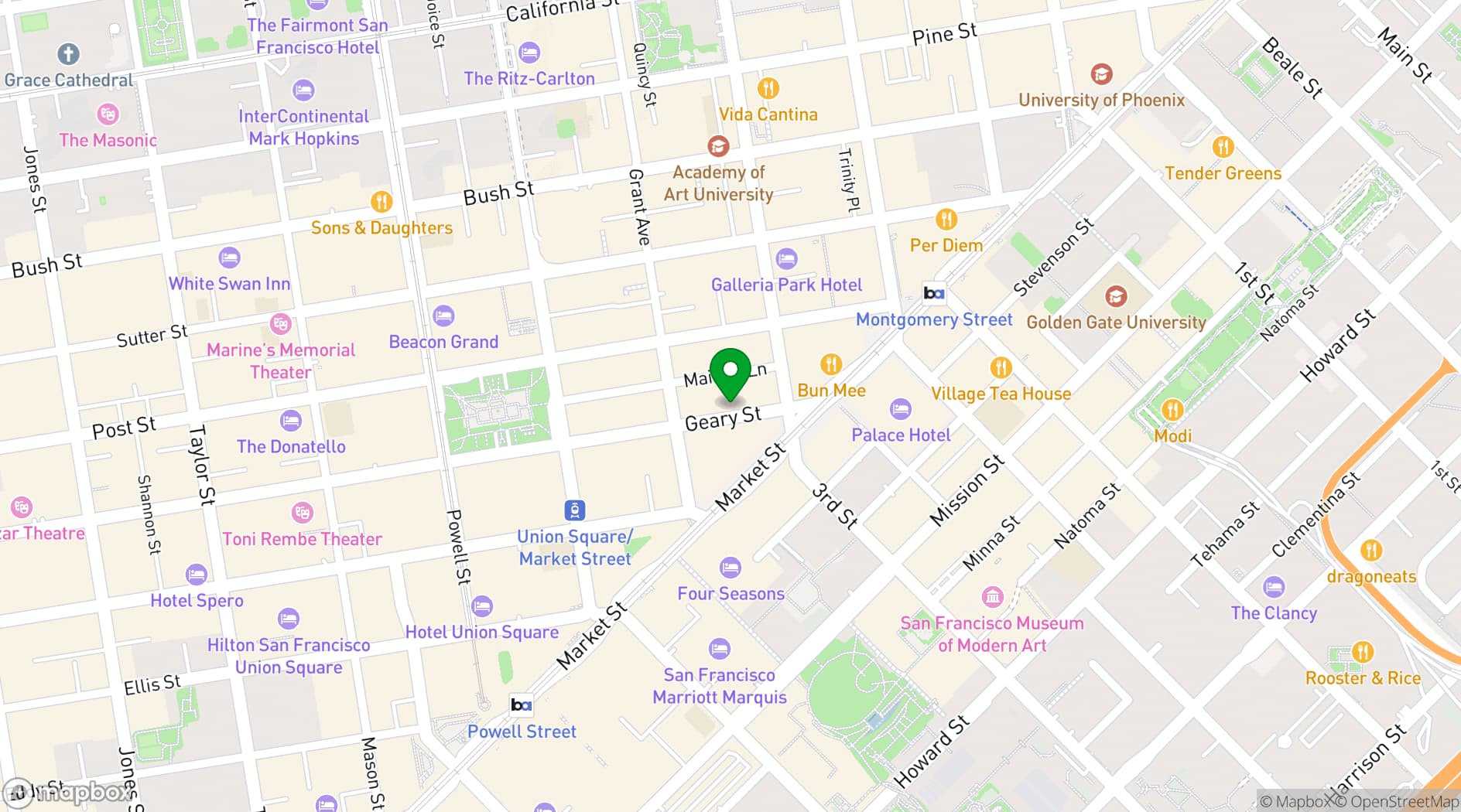 Map showing Hawthorn SF