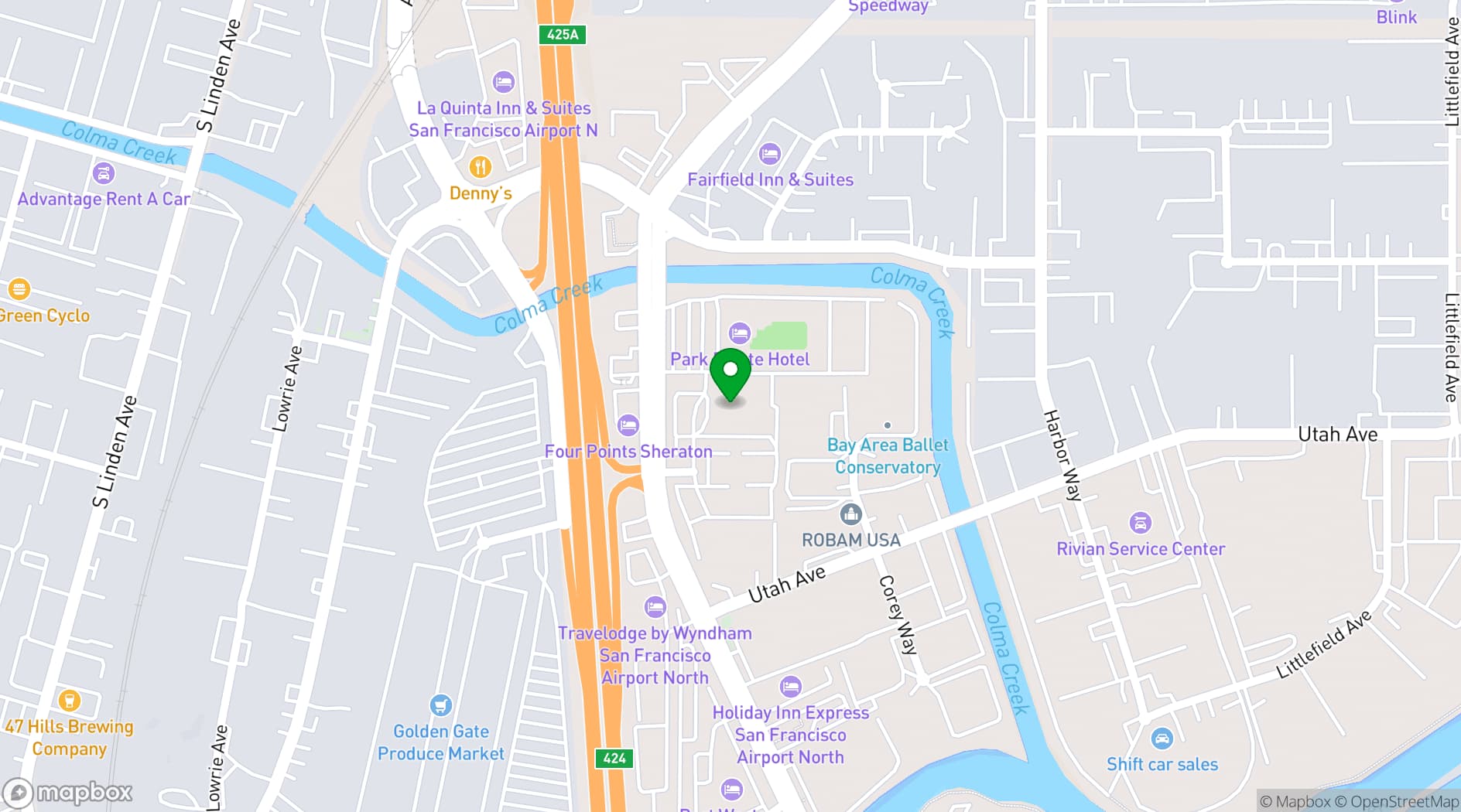 Map showing South San Francisco Conference Center