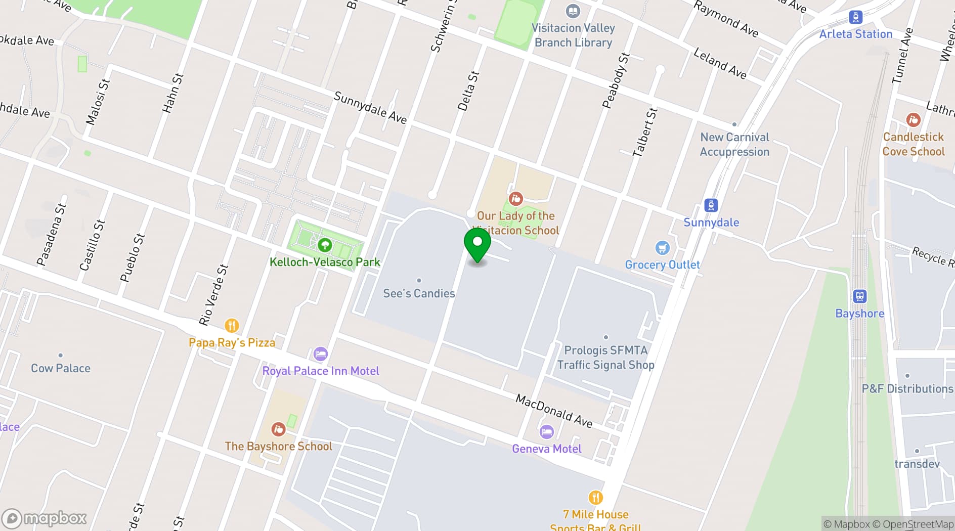 Map showing Abbey Party Rents