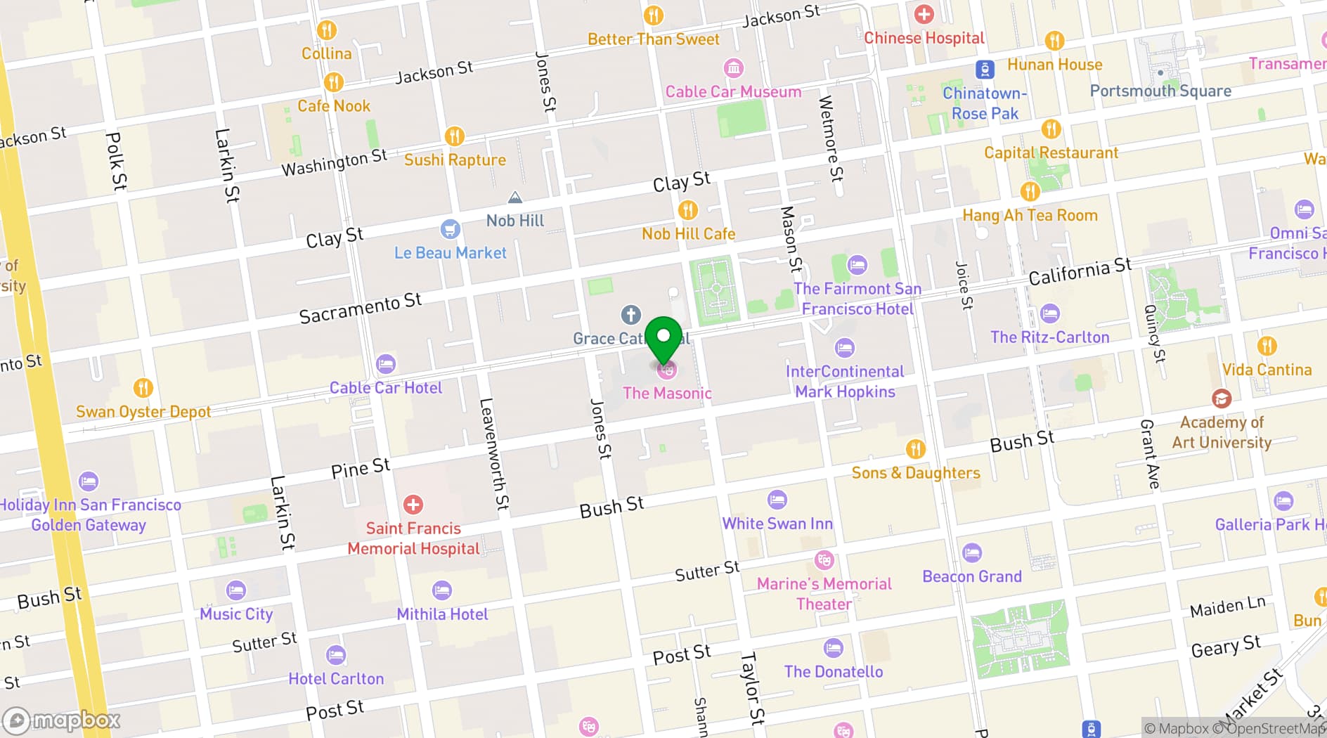 Map showing SF Masonic Auditorium