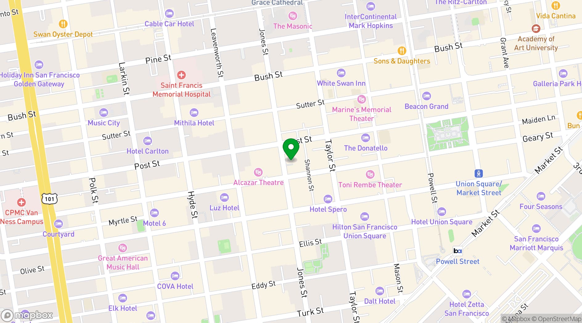 Map showing 620 Jones Cocktail Bar & Restaurant