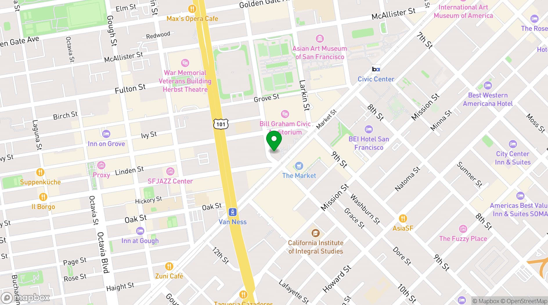 Map showing 1390 Market Street