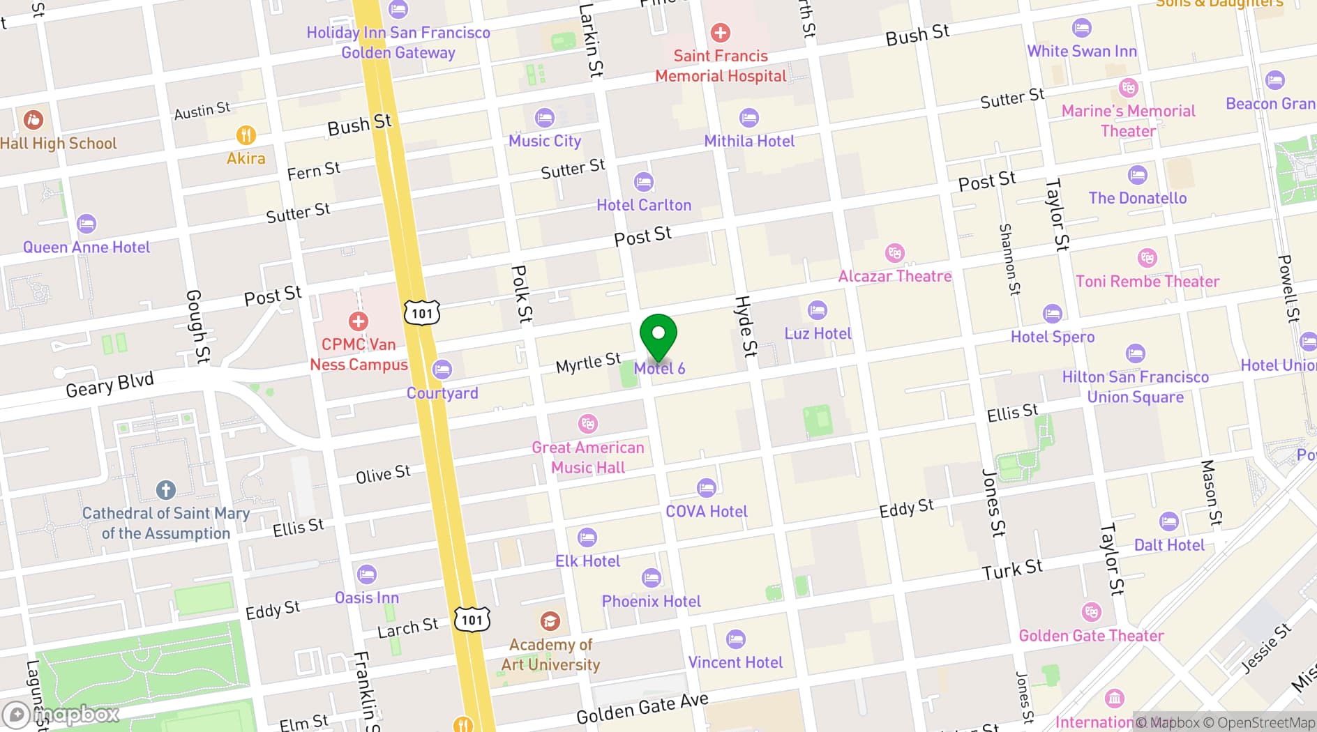Map showing New Century Theater