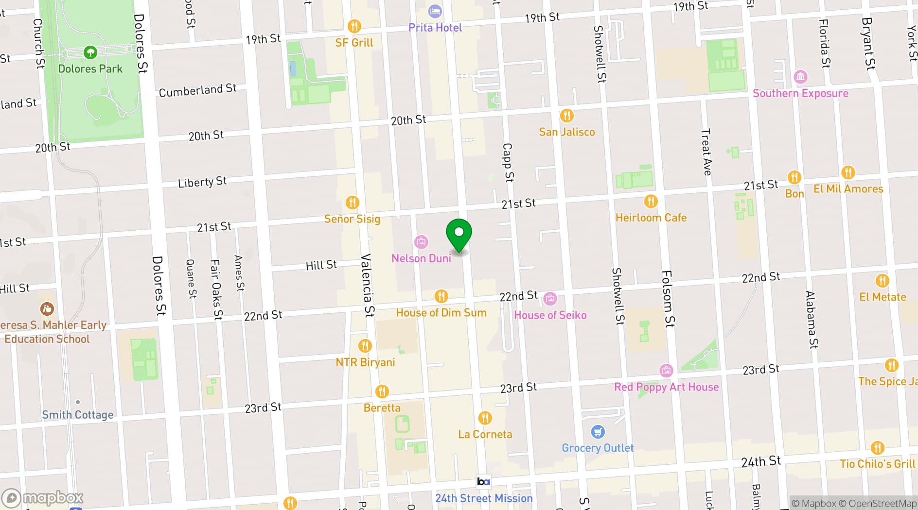 Map showing Alamo Drafthouse New Mission
