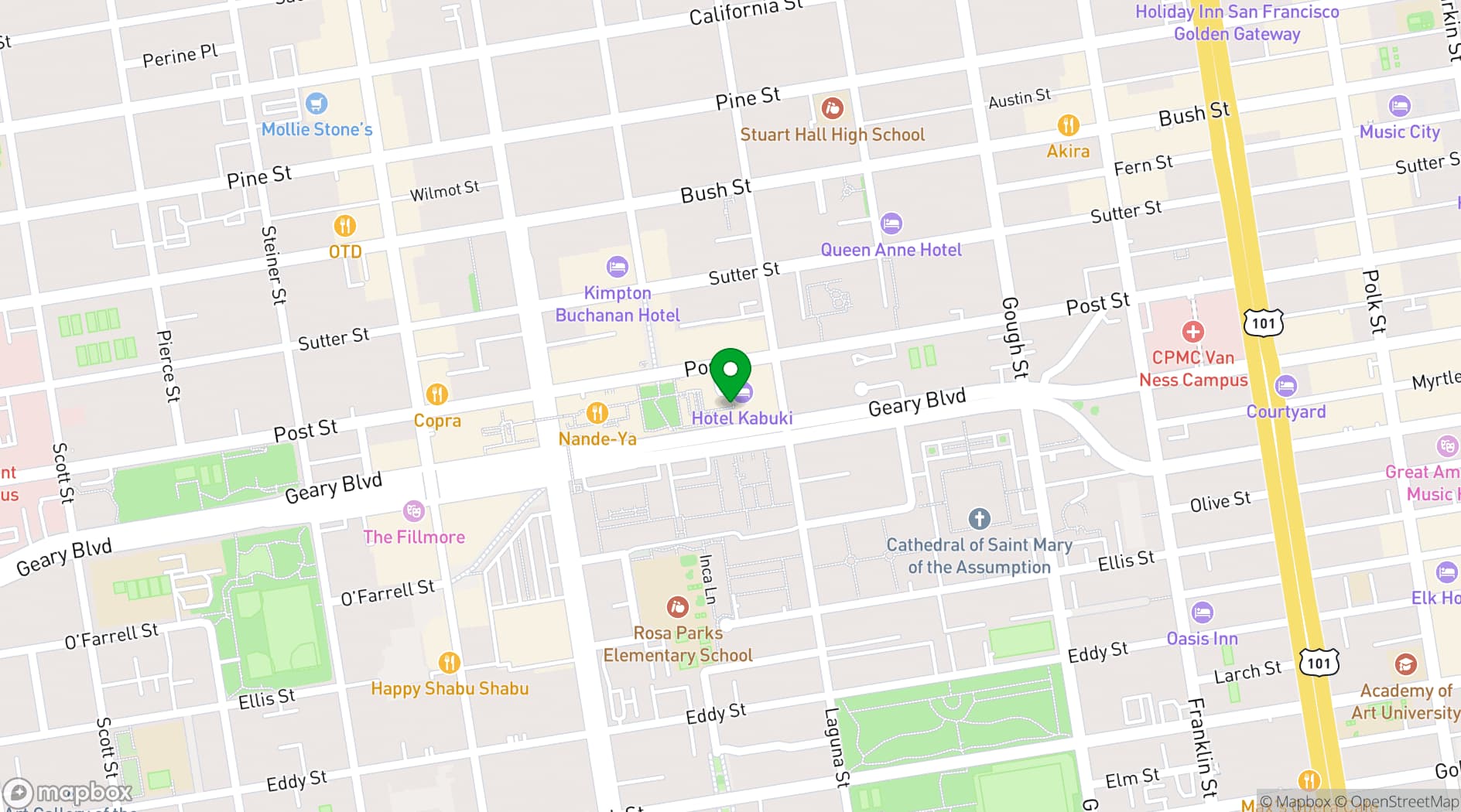 Map showing San Francisco Go Club