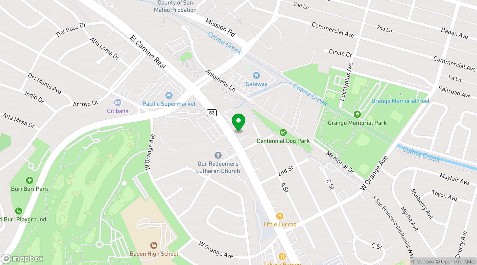 Map showing Maltese-American Social Club of San Francisco