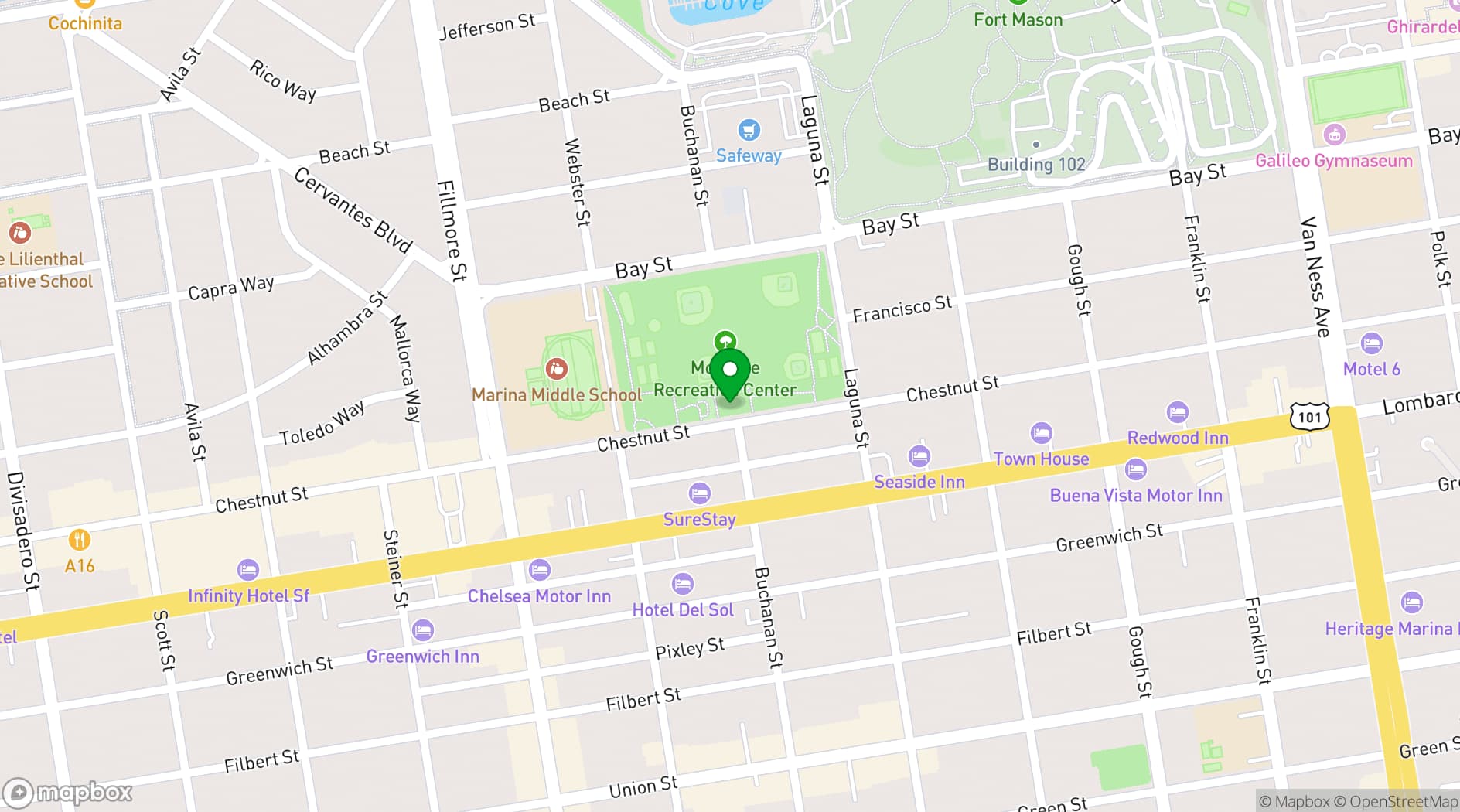 Map showing Moscone Recreation Center - Community Room