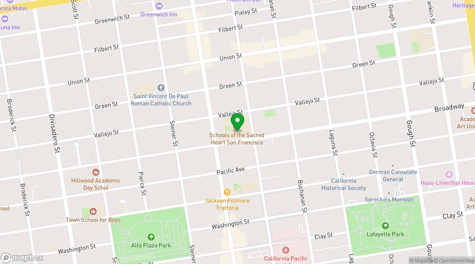 Map showing James Leary Flood Mansion