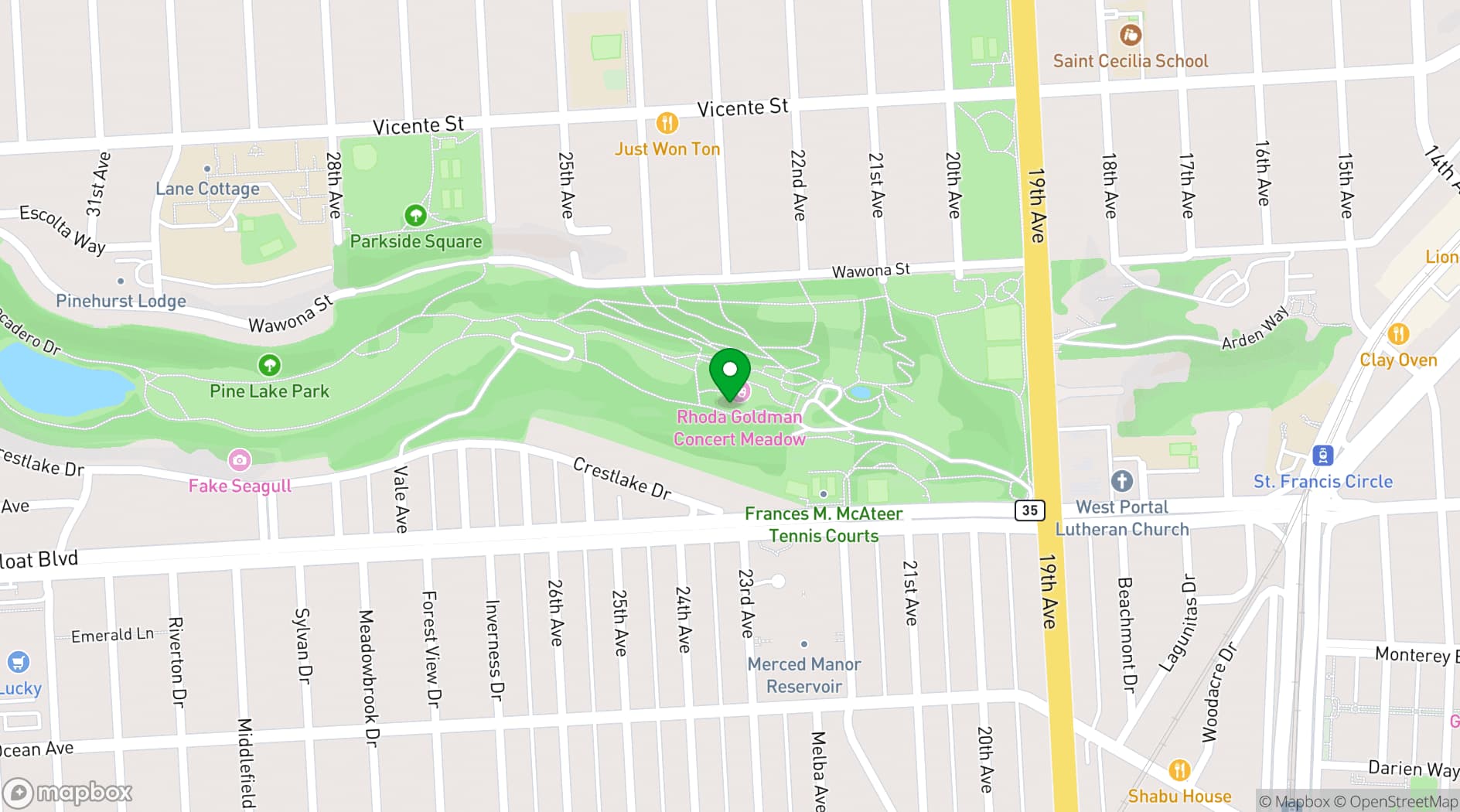 Map showing Stern Grove Festival