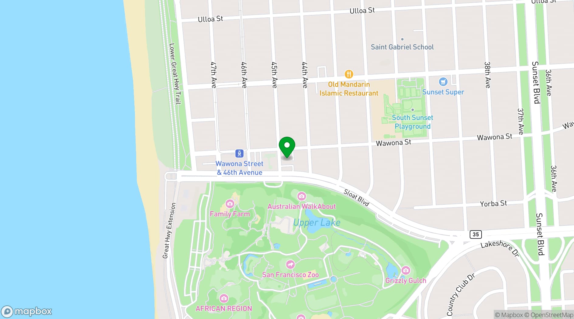 Map showing United Irish Cultural Center of San Francisco