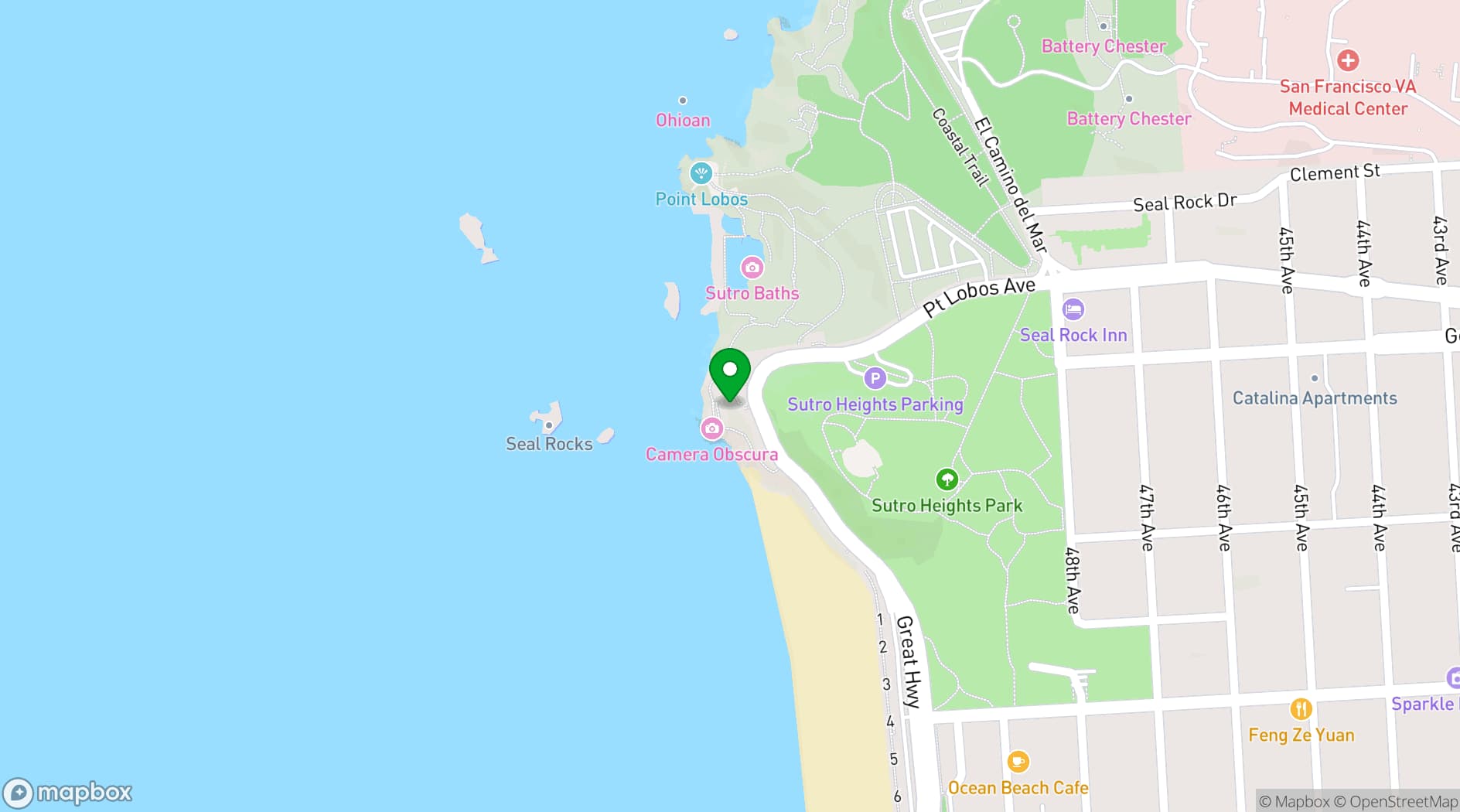 Map showing Cliff House
