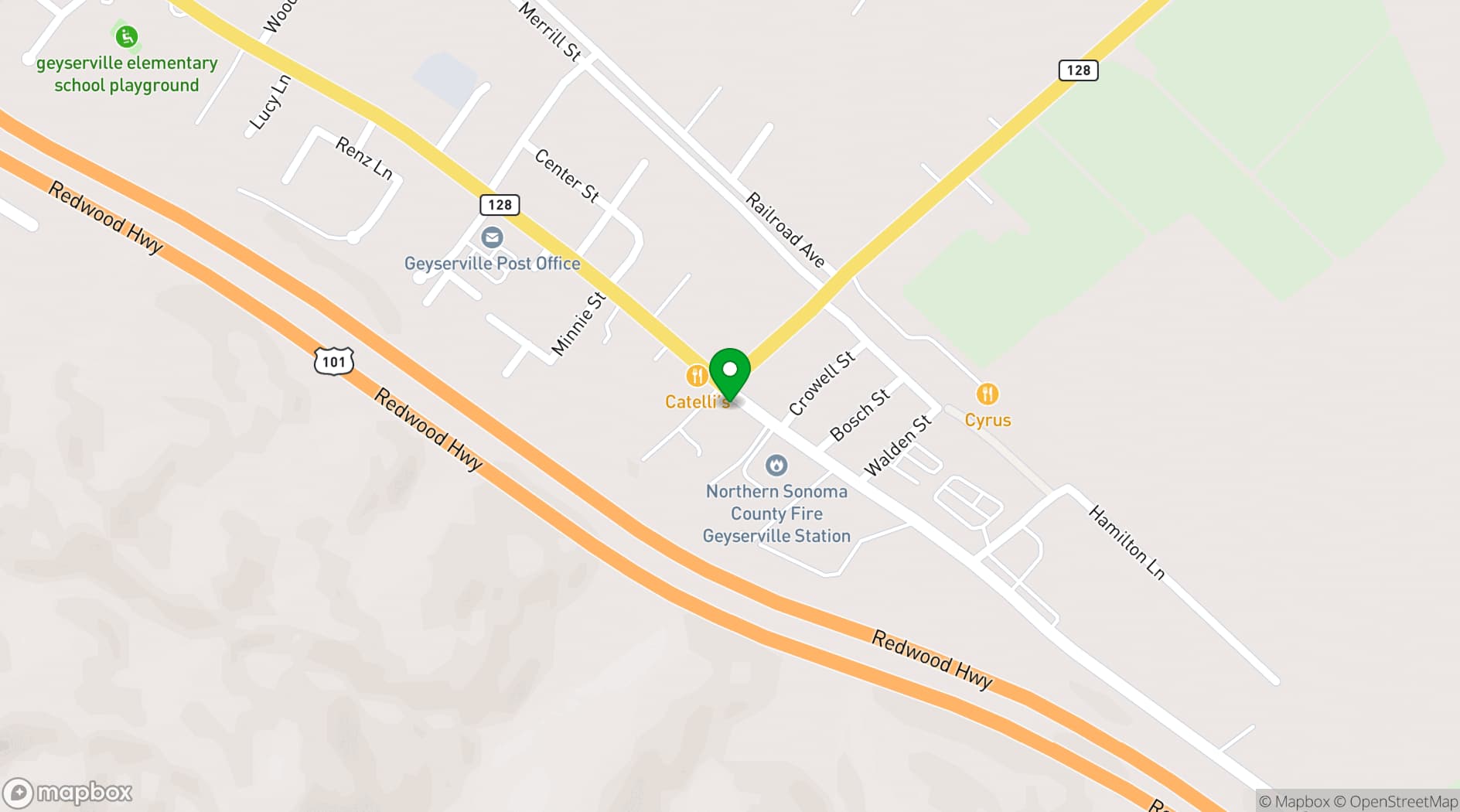 Map showing Diavola Pizzeria