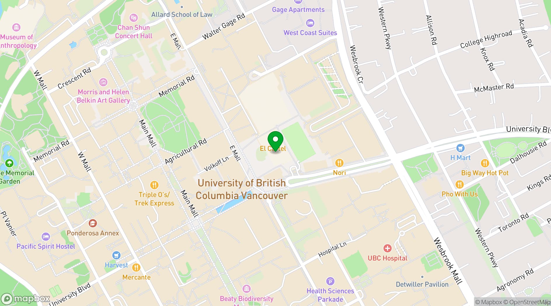 Map showing The Nest Vancouver