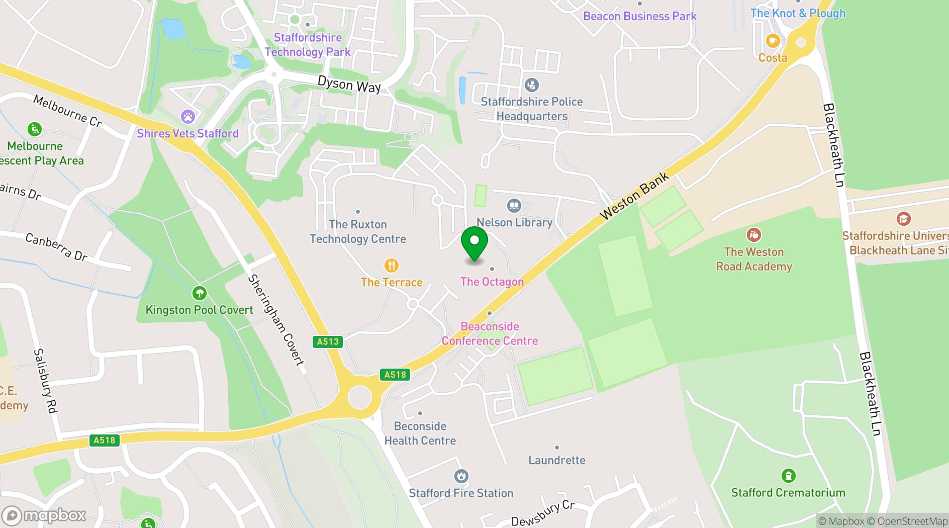 Map showing Beaconside Conference Centre