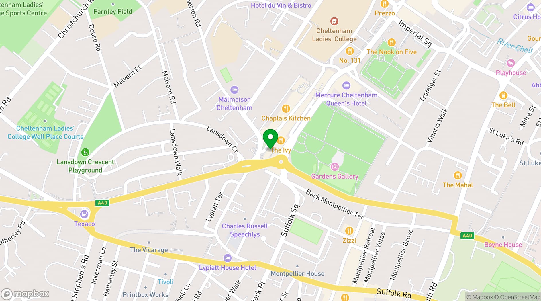 Map showing  The Ivy Montpellier Brasserie