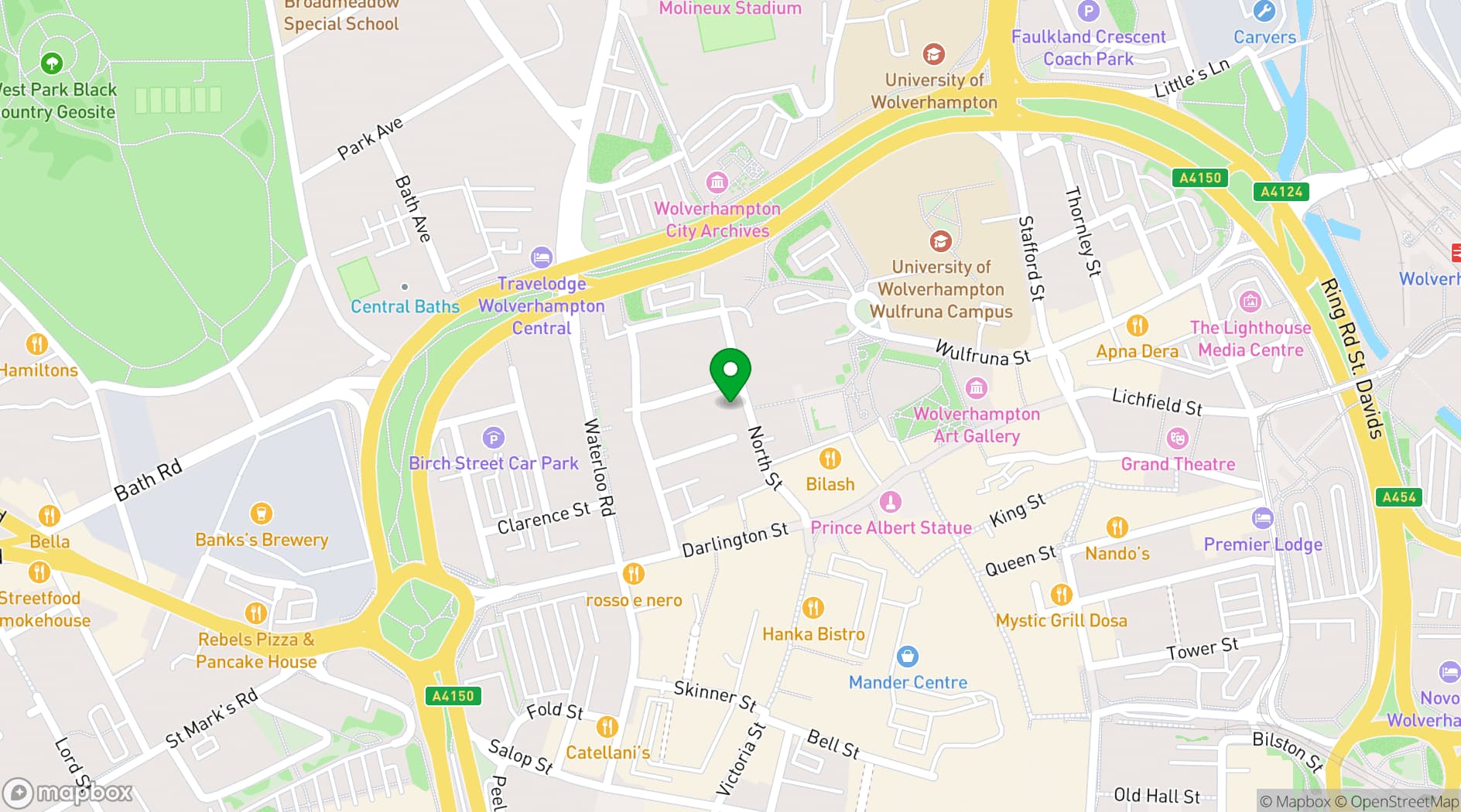 Map showing The Halls Wolverhampton