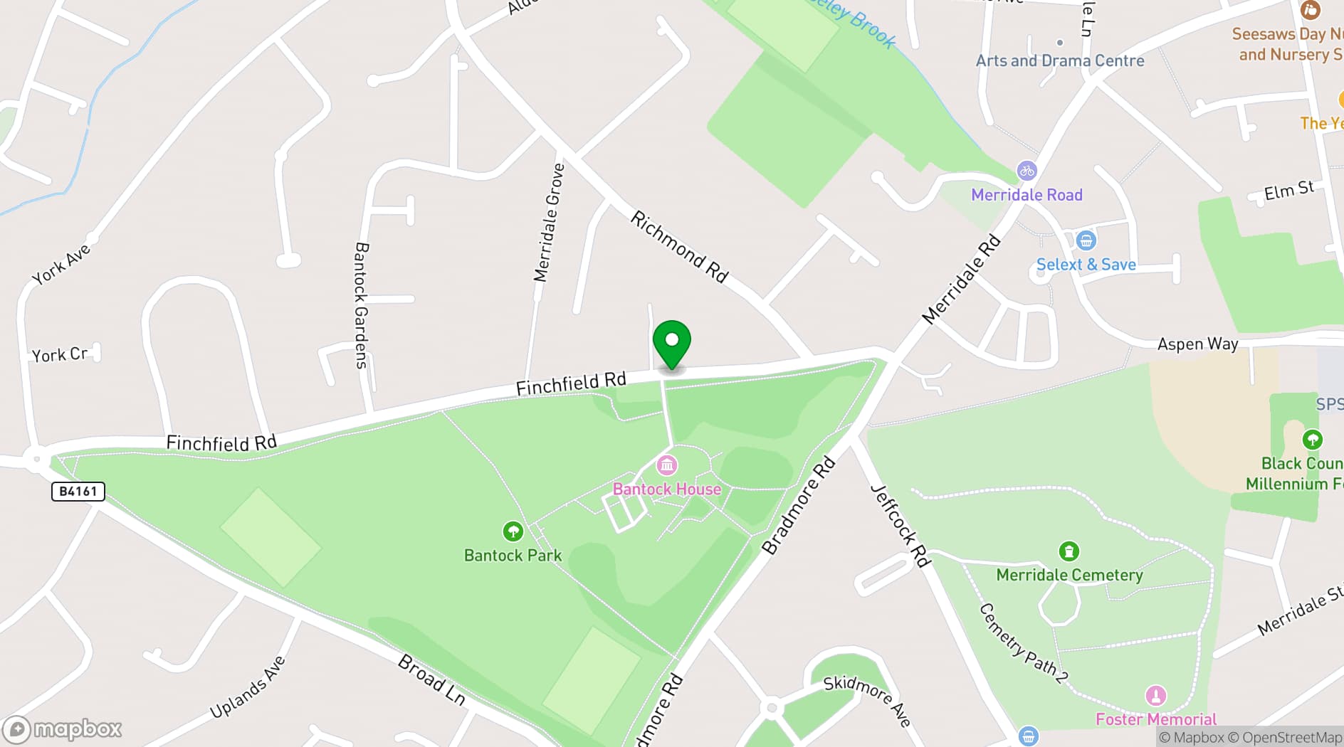 Map showing Bantock House Museum