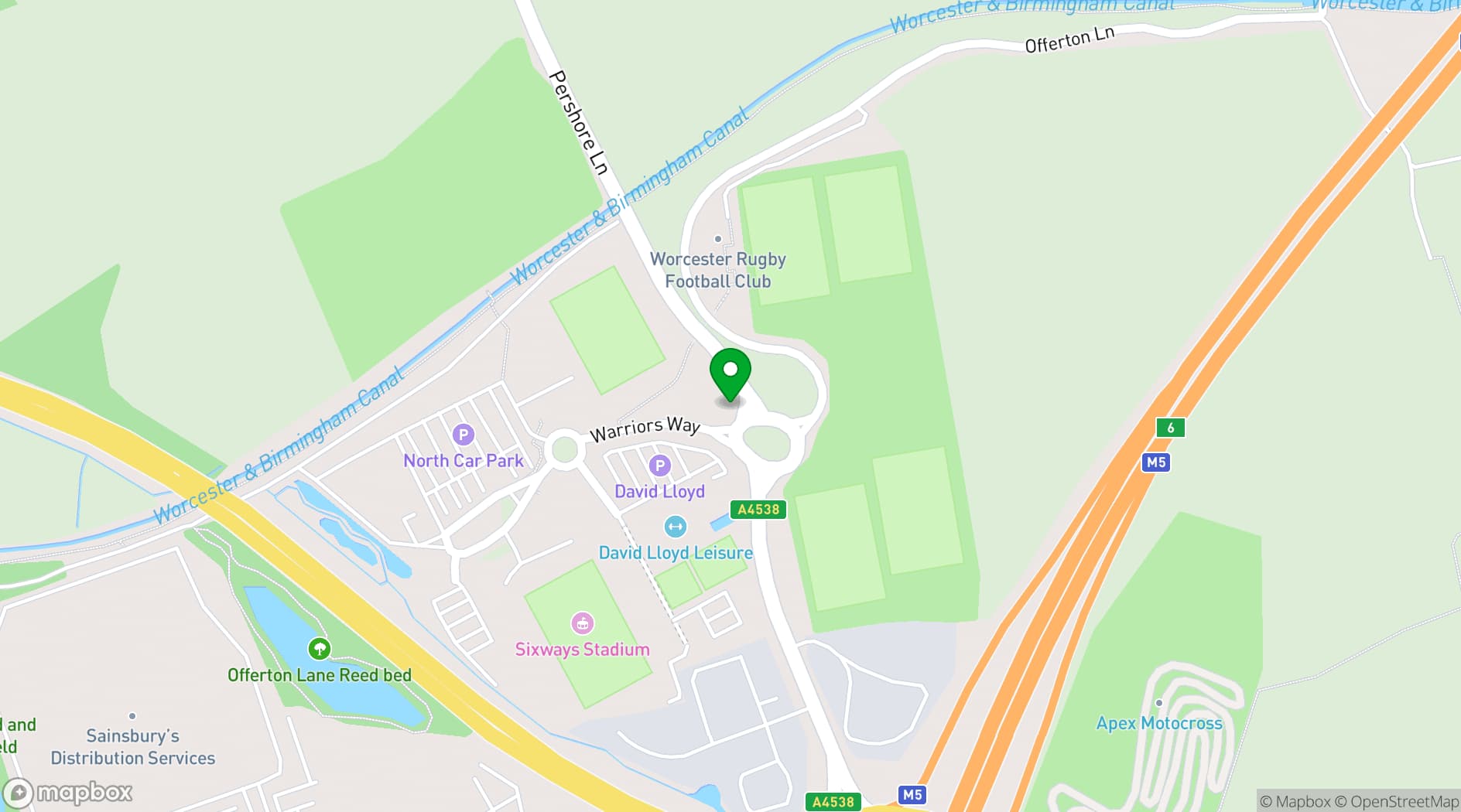Map showing Sixways Stadium
