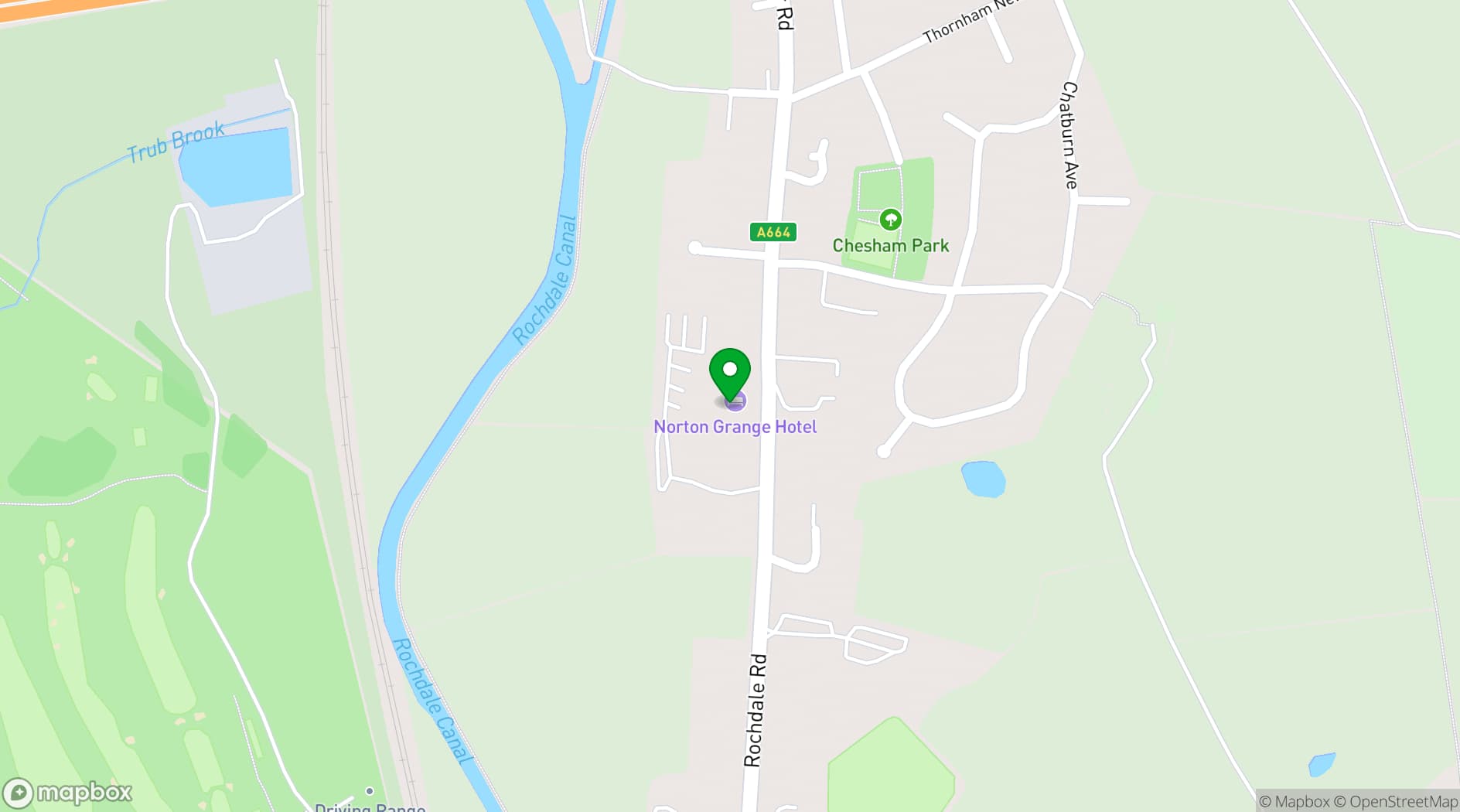 Map showing Norton Grange Hotel