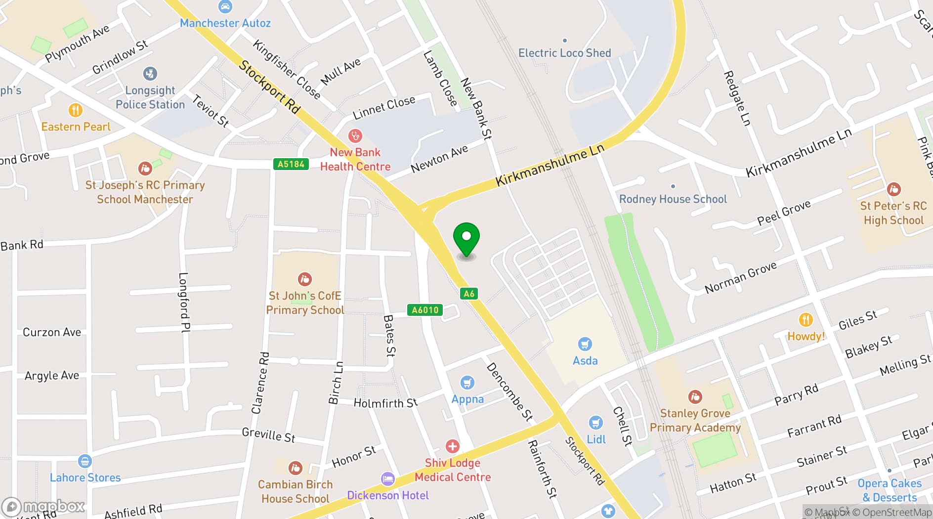 Map showing Longsight Community Centre