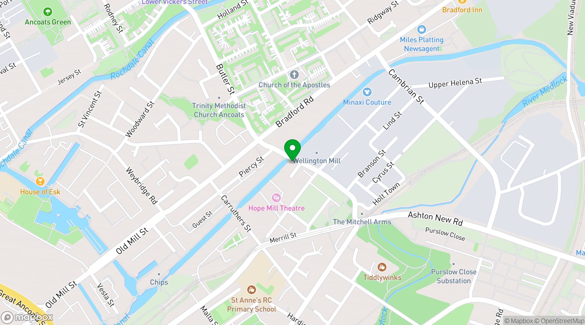 Map showing Bridge 5 Mill