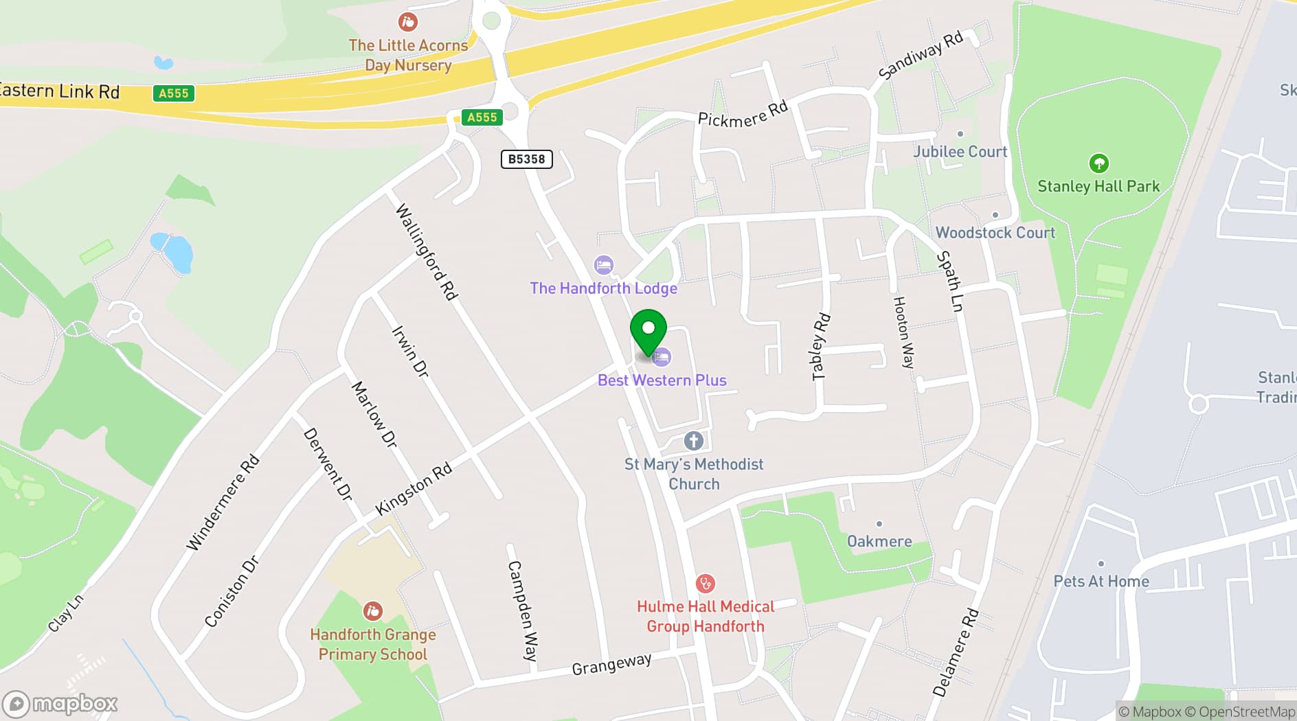 Map showing Pinewood Hotel