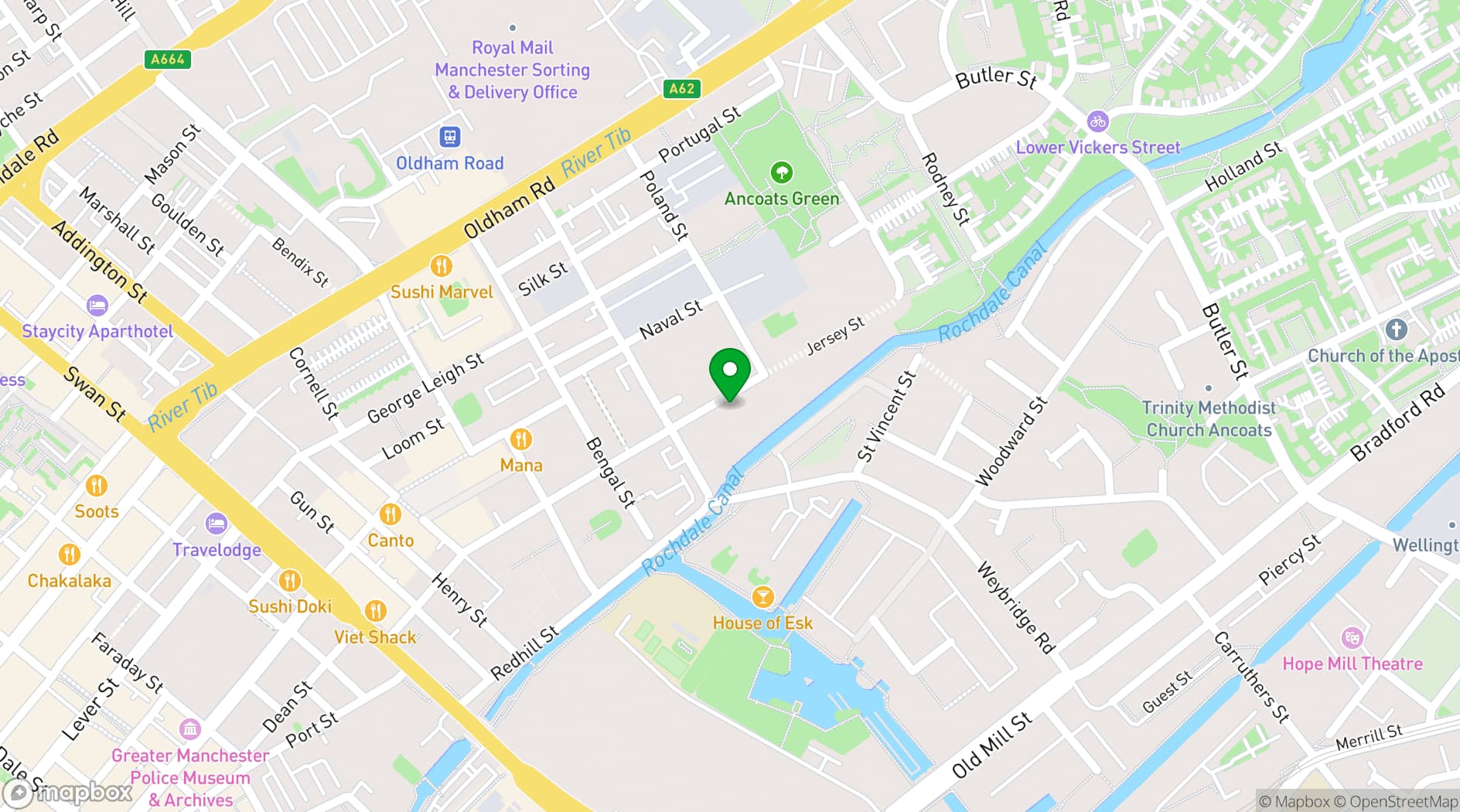 Map showing Colony Flint Glass Works