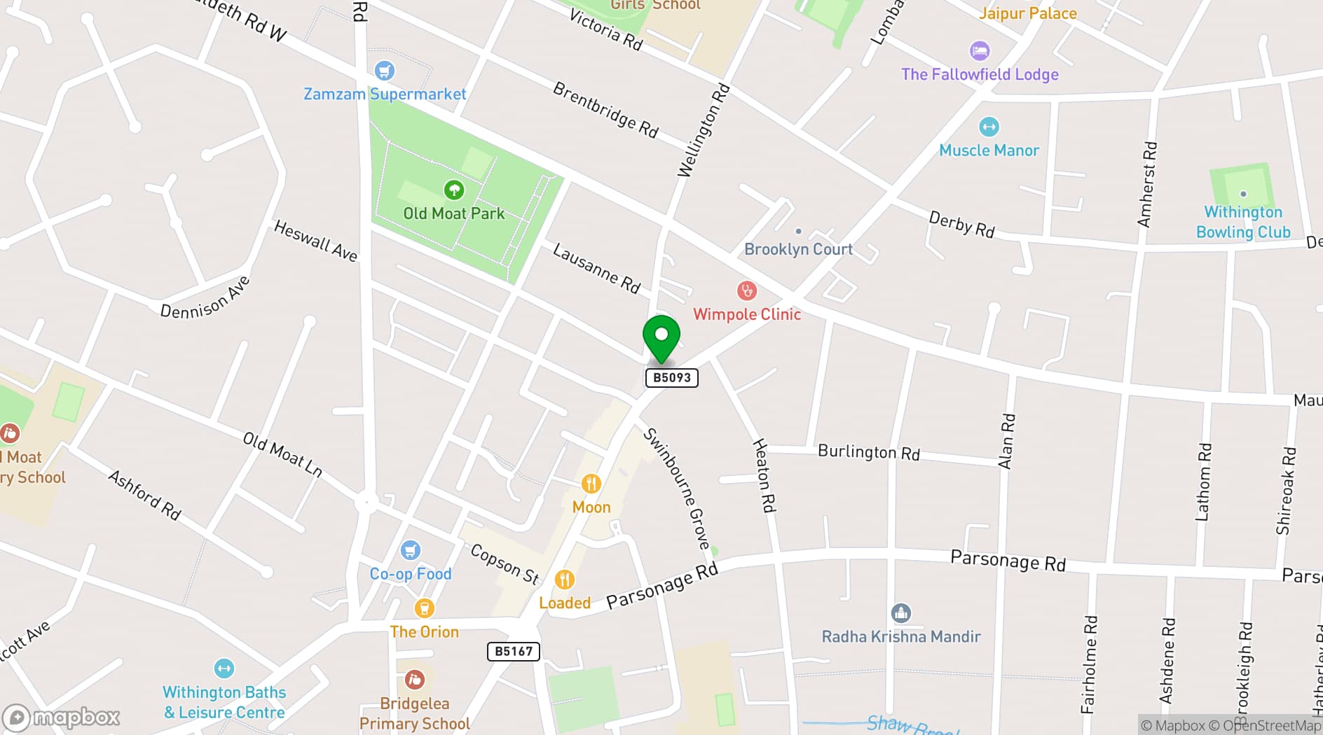 Map showing Withington Library