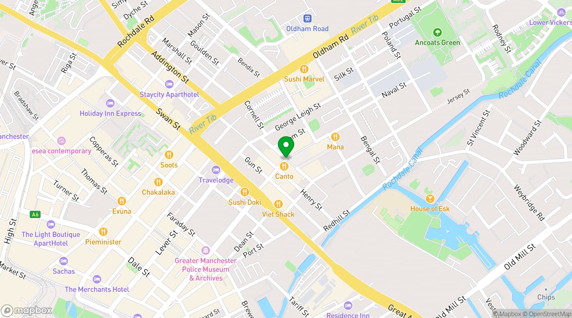 Map showing Second City