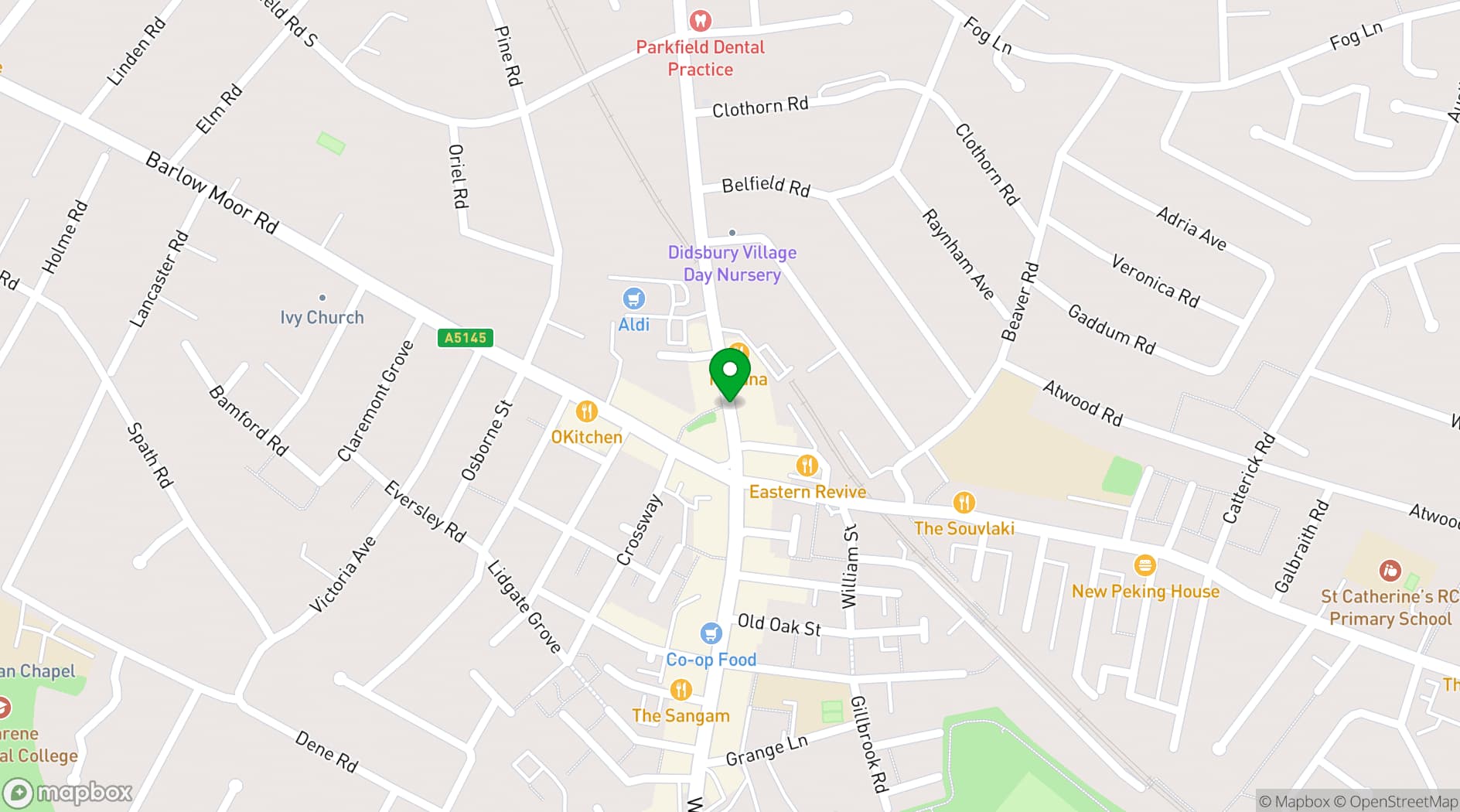 Map showing 1 Up Didsbury