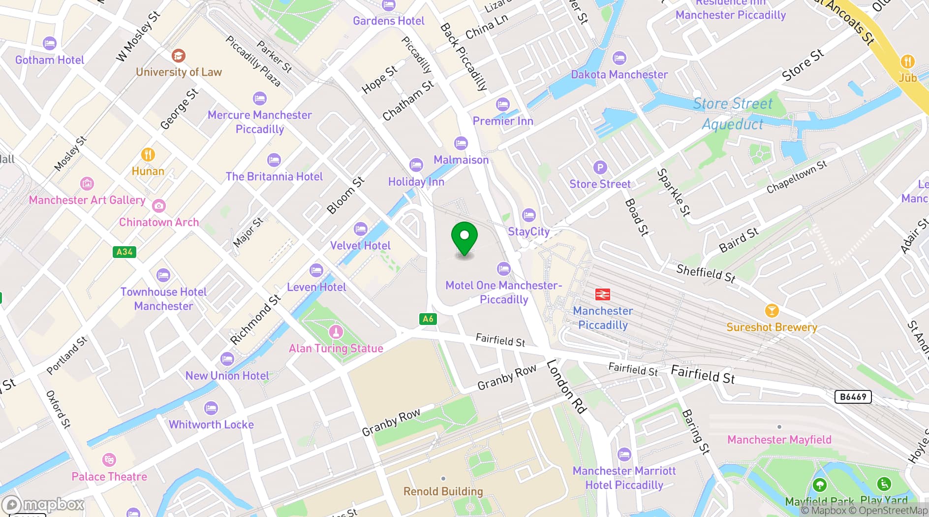 Map showing Malmaison Manchester Hotel