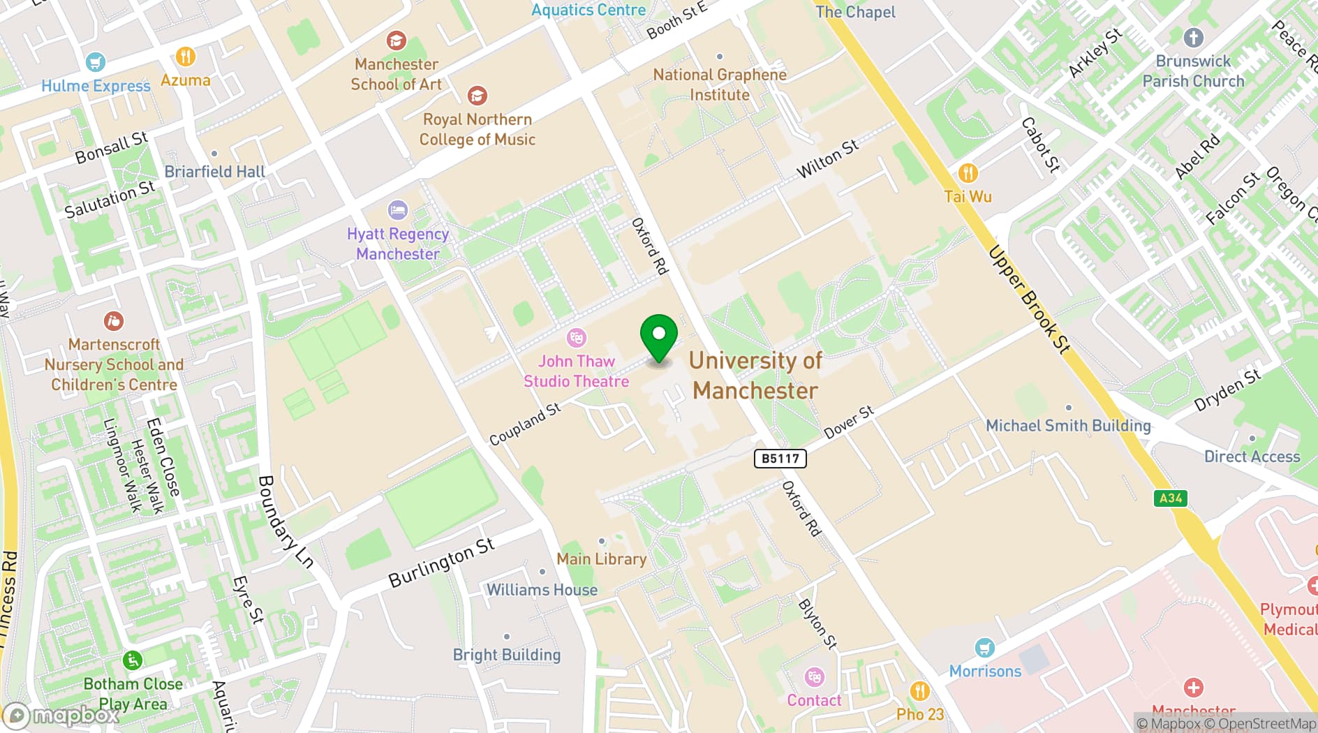 Map showing Manchester Meeting Place