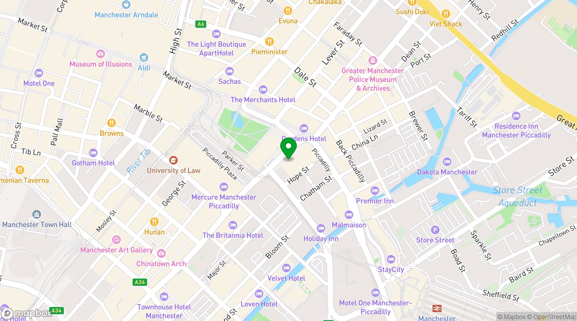 Map showing Manchester Portland by Sunday